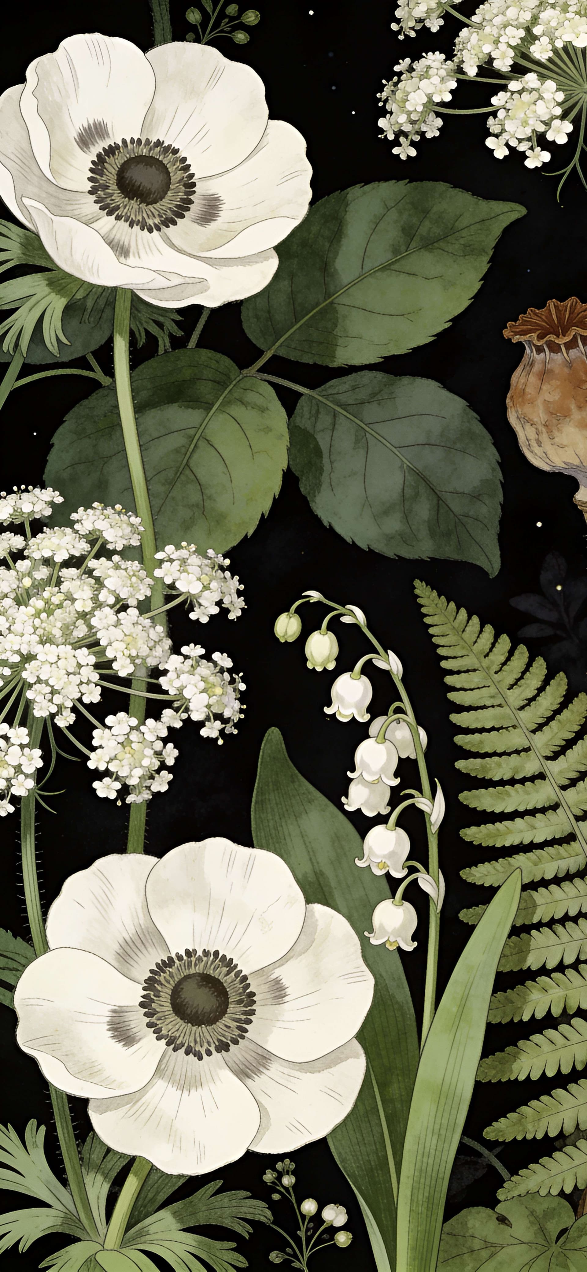 Midnight Botanicals - free phone wallpaper