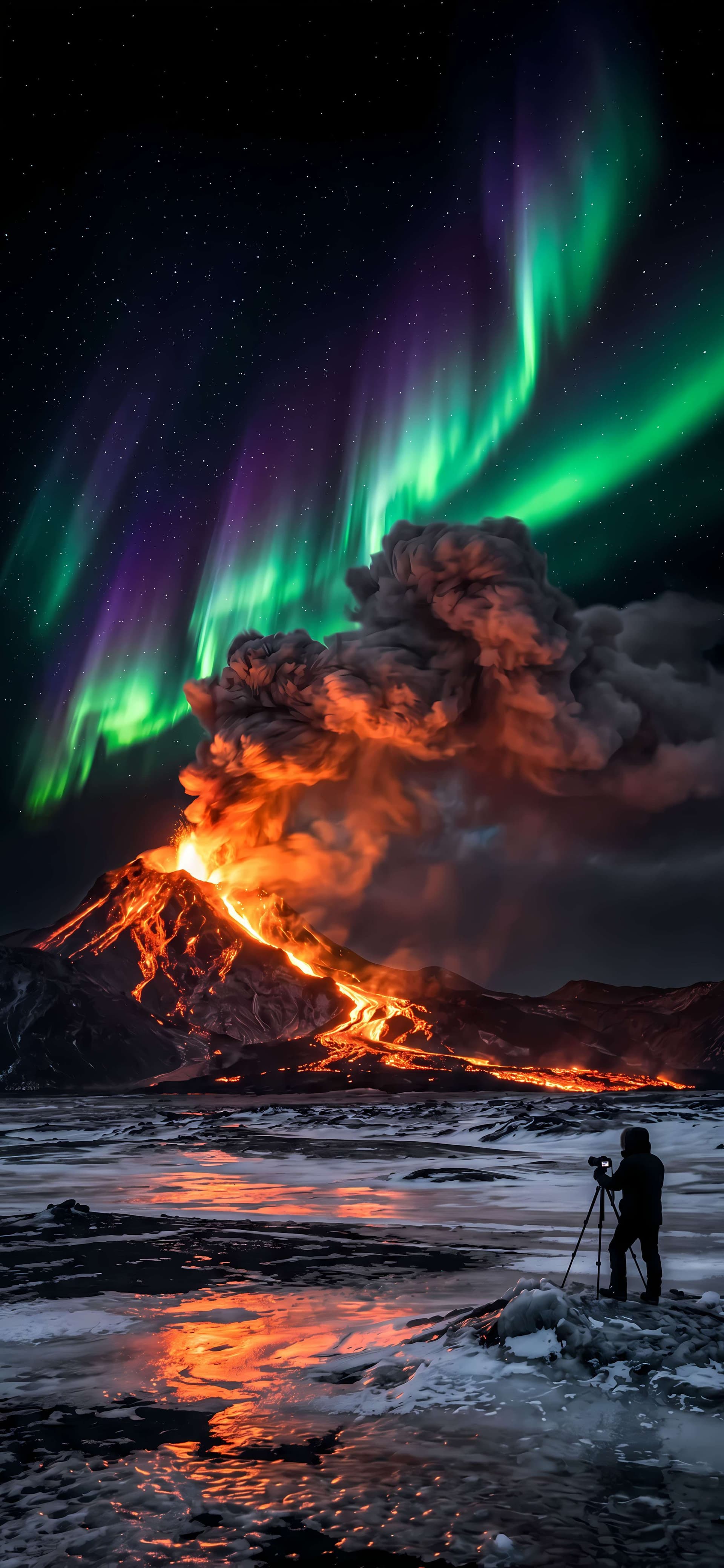 Volcanic Aurora Spectacle - free phone wallpaper