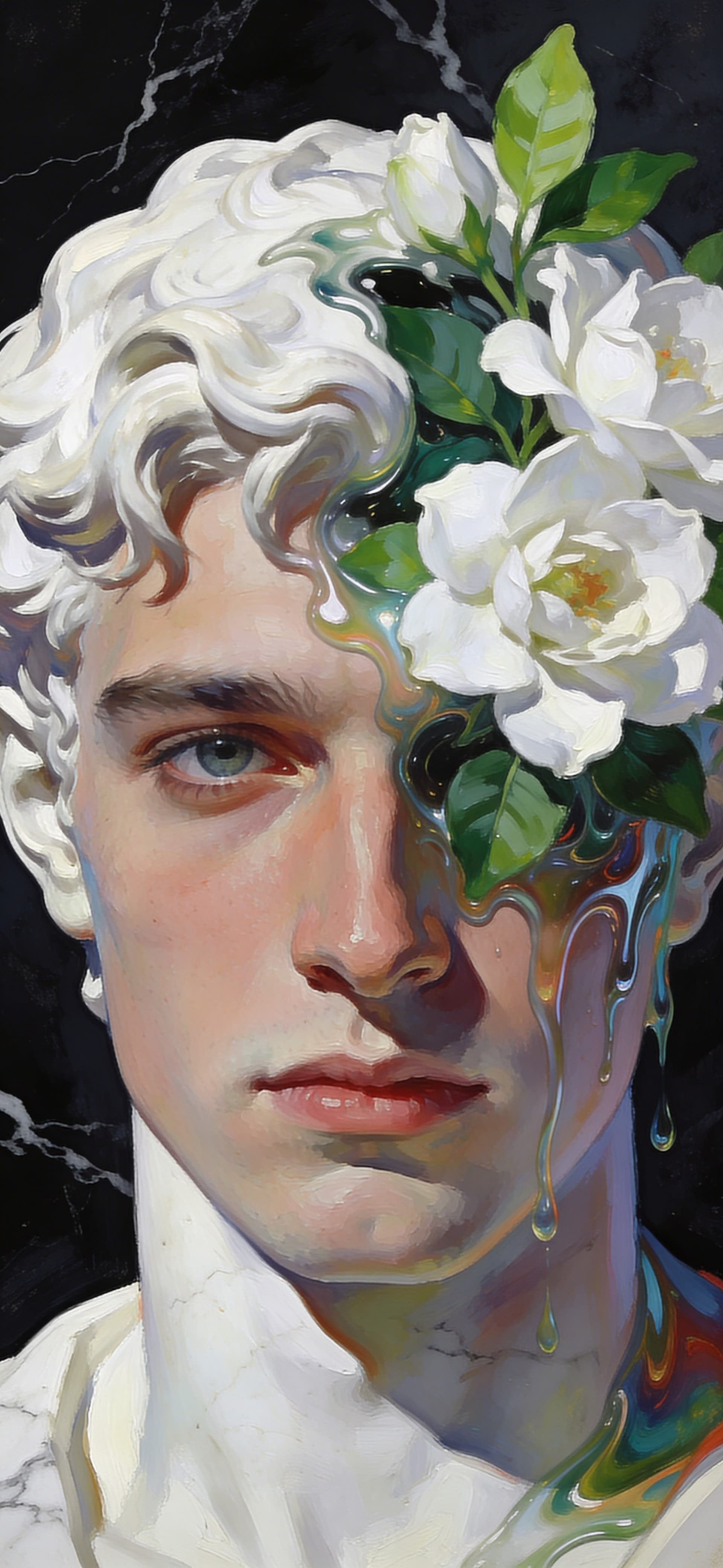 Floral Marble Bust - free phone wallpaper