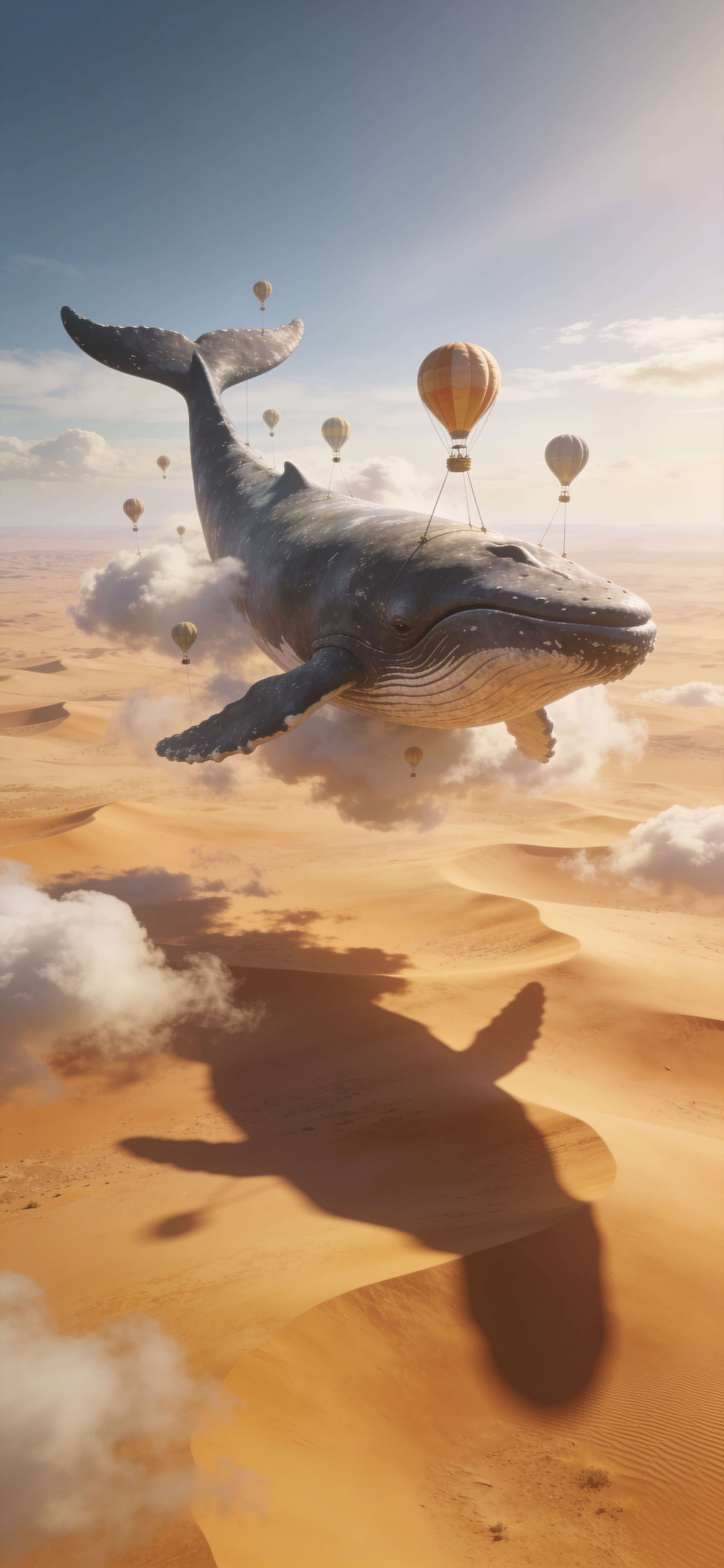 Desert Whale Flight - Pro phone wallpaper