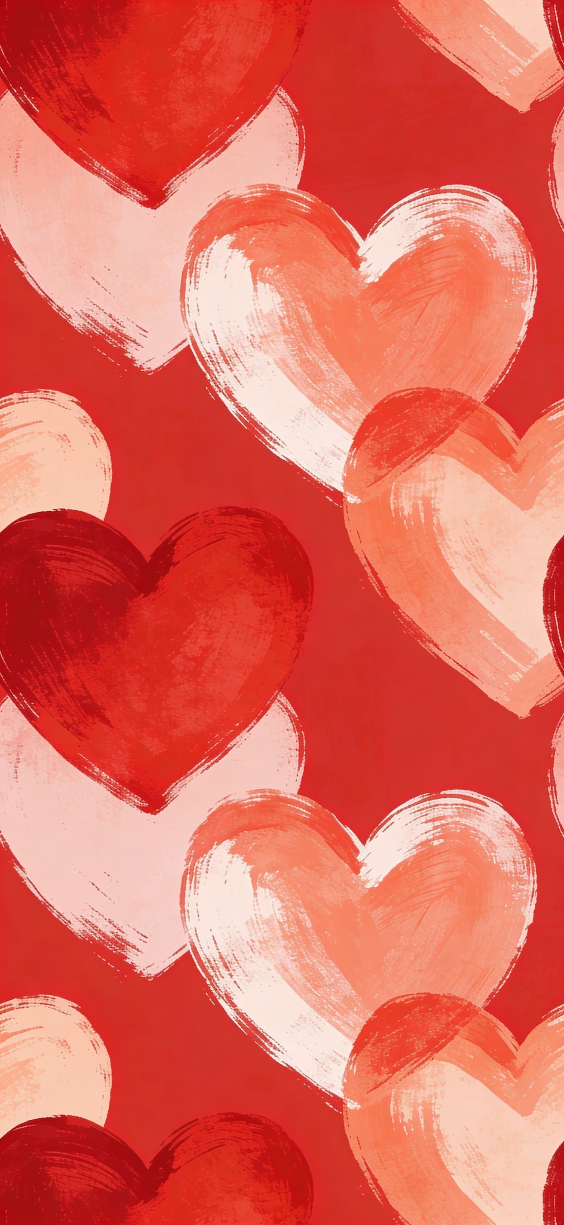 Red Heart Pattern - free phone wallpaper