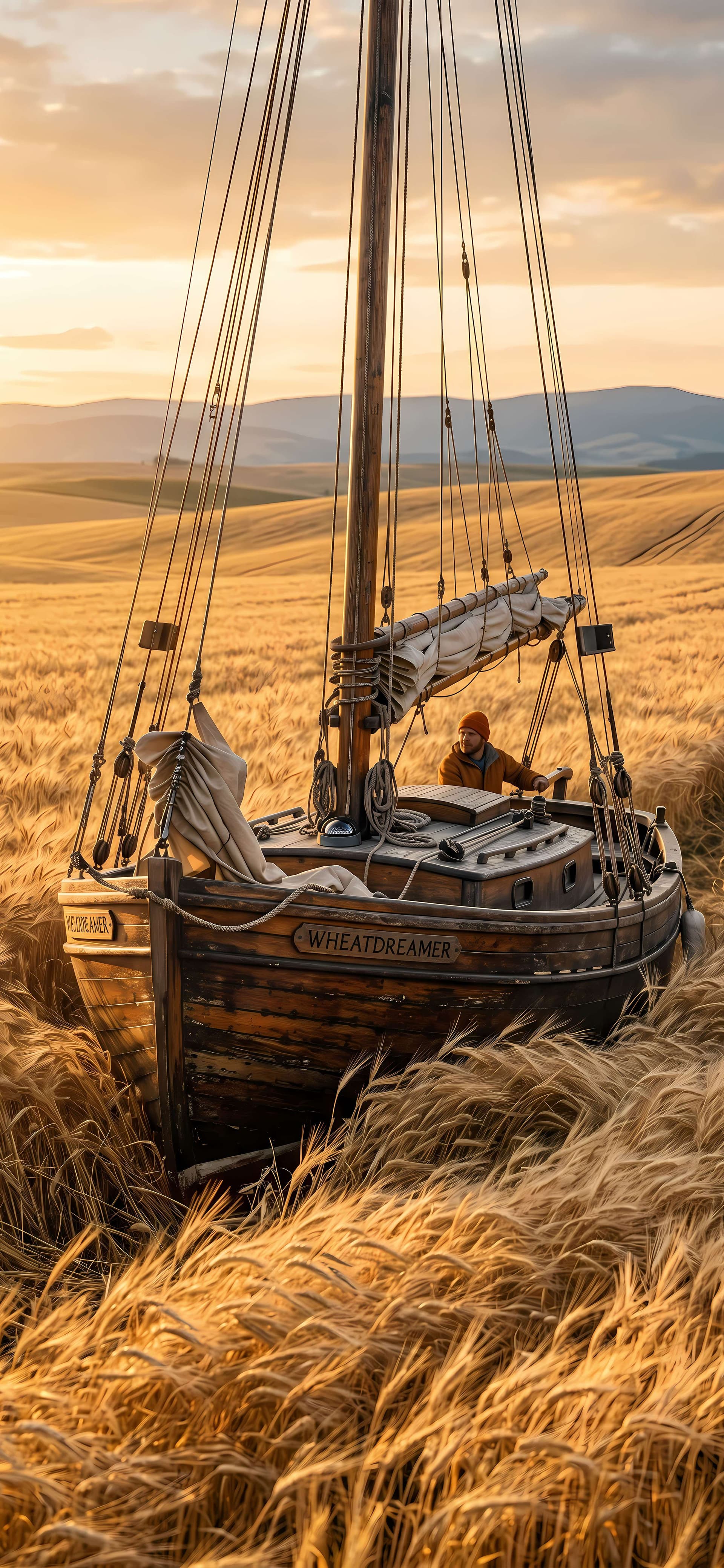 Golden Wheat Voyage - Pro phone wallpaper