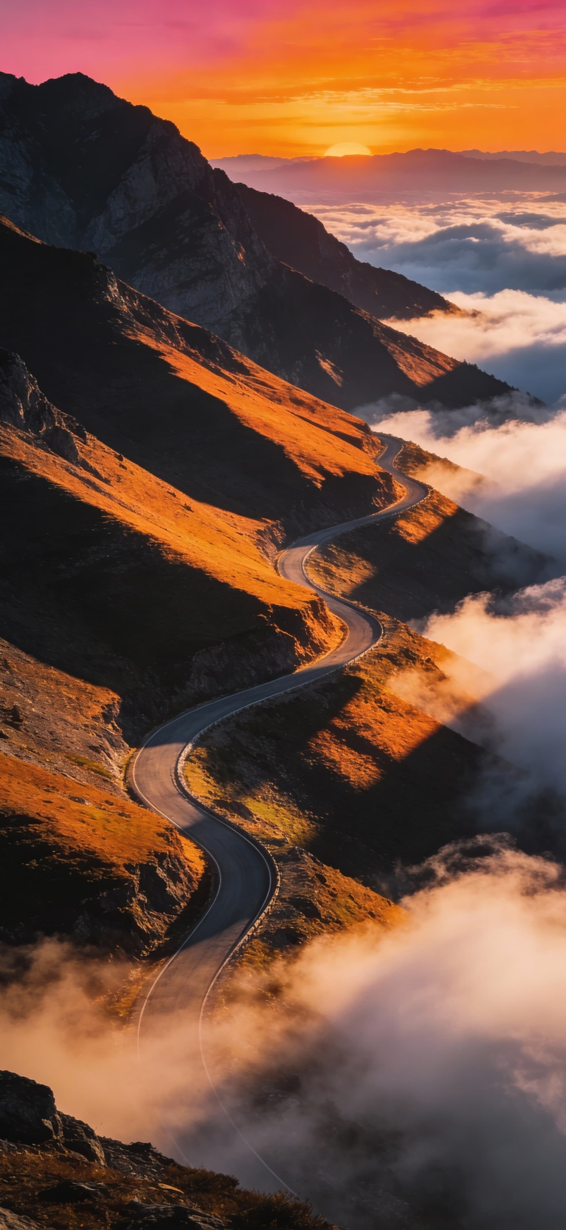 Mountain Road Sunset 2 - free phone wallpaper