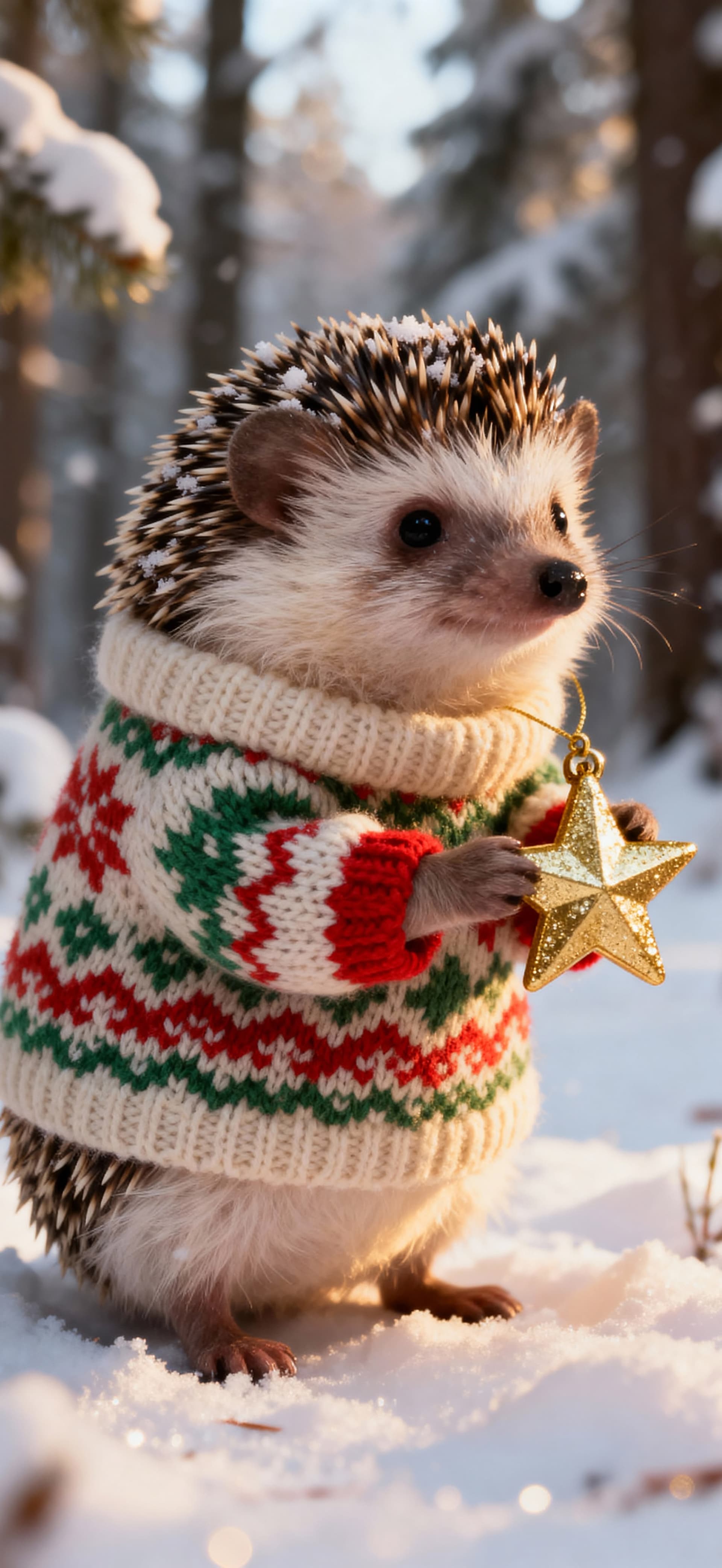 Christmas Hedgehog 3 - free phone wallpaper