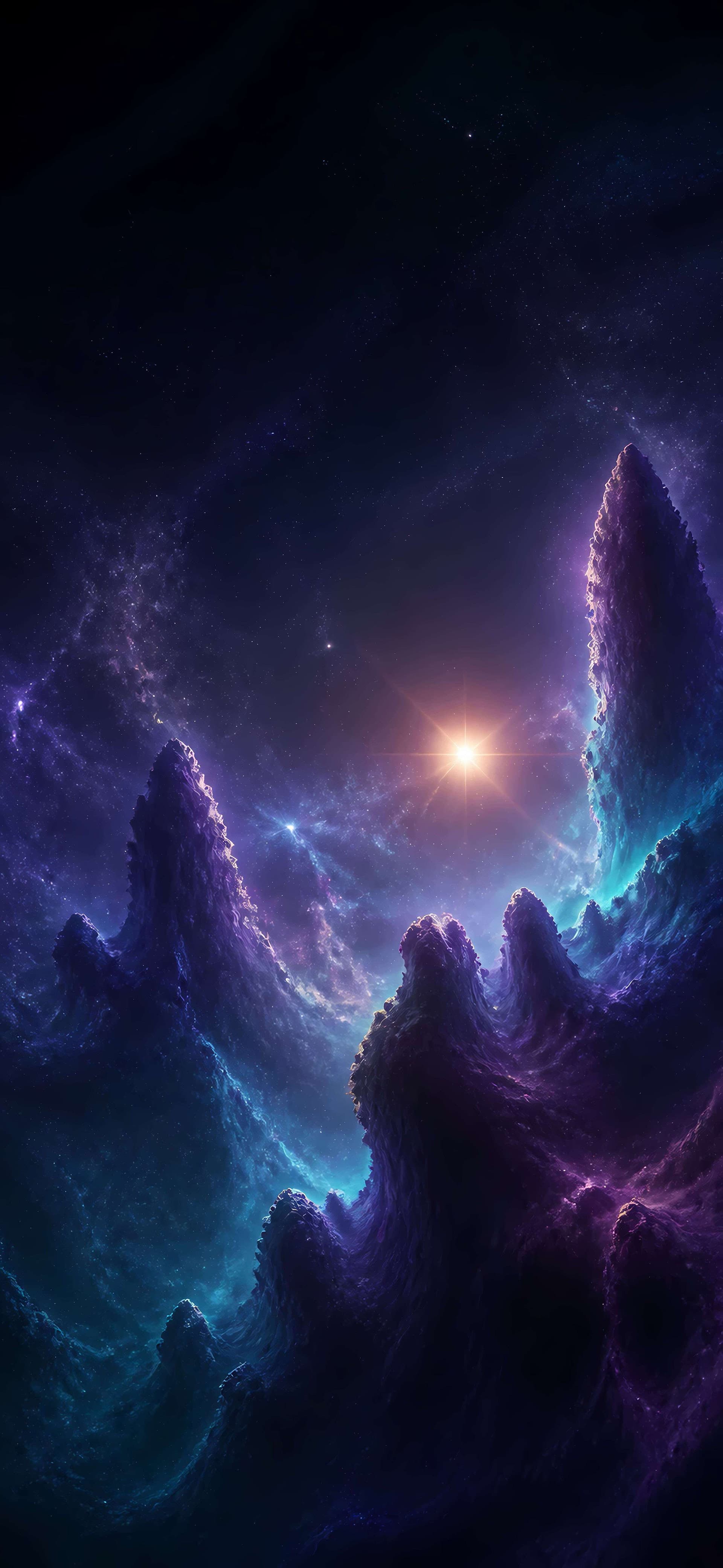 Nebula Crystal Peaks - free phone wallpaper