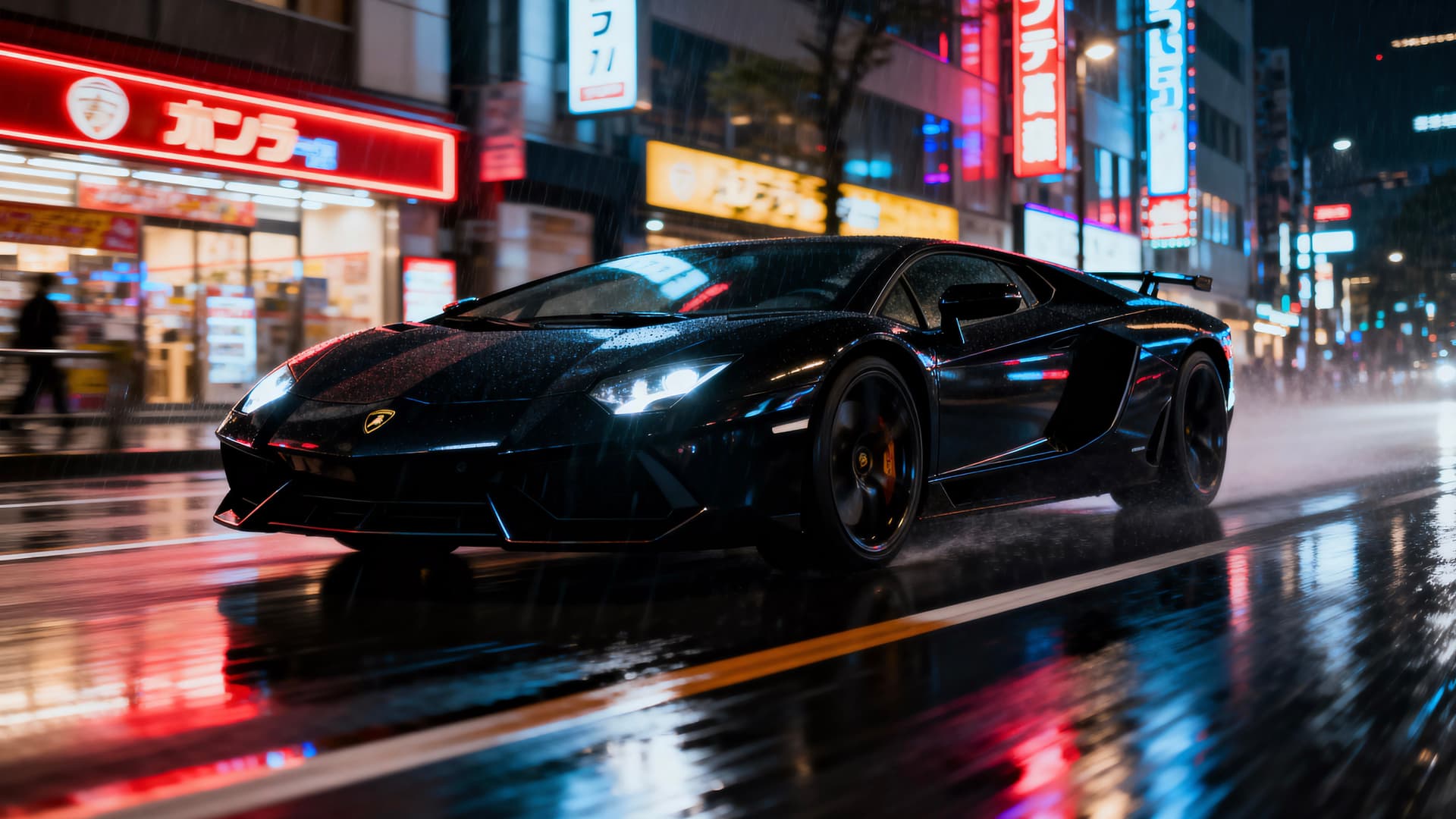 Cityscape Lamborghini Aventador - free desktop wallpaper
