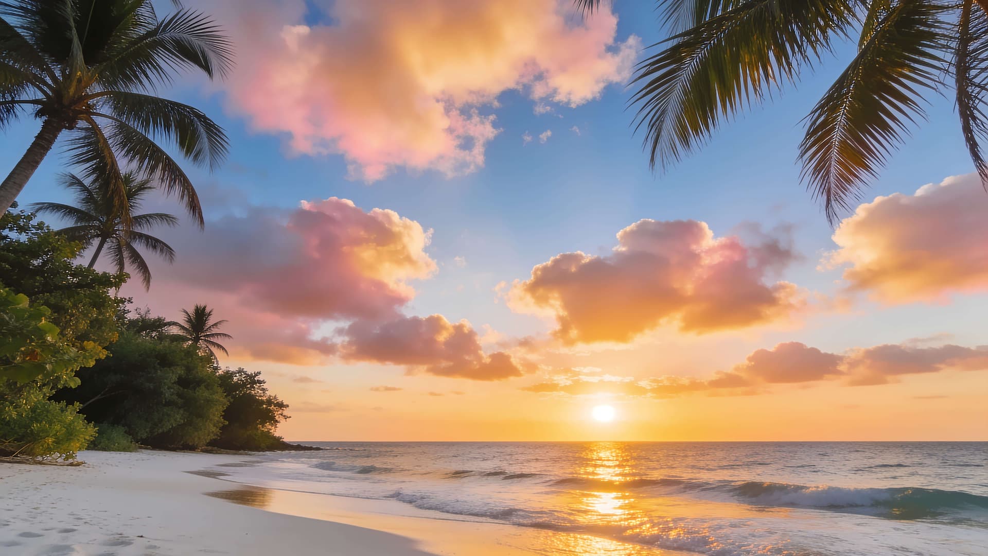 Golden Tropical Sunset - Pro desktop wallpaper