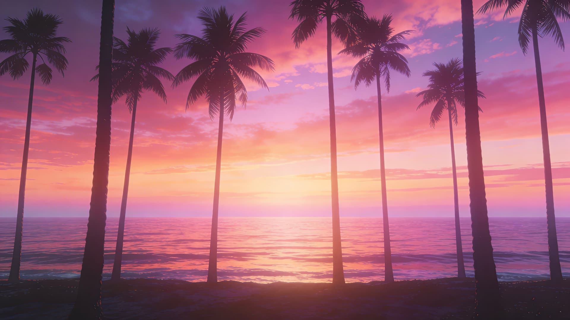 Tropical Sunset Palms 2 - free desktop wallpaper