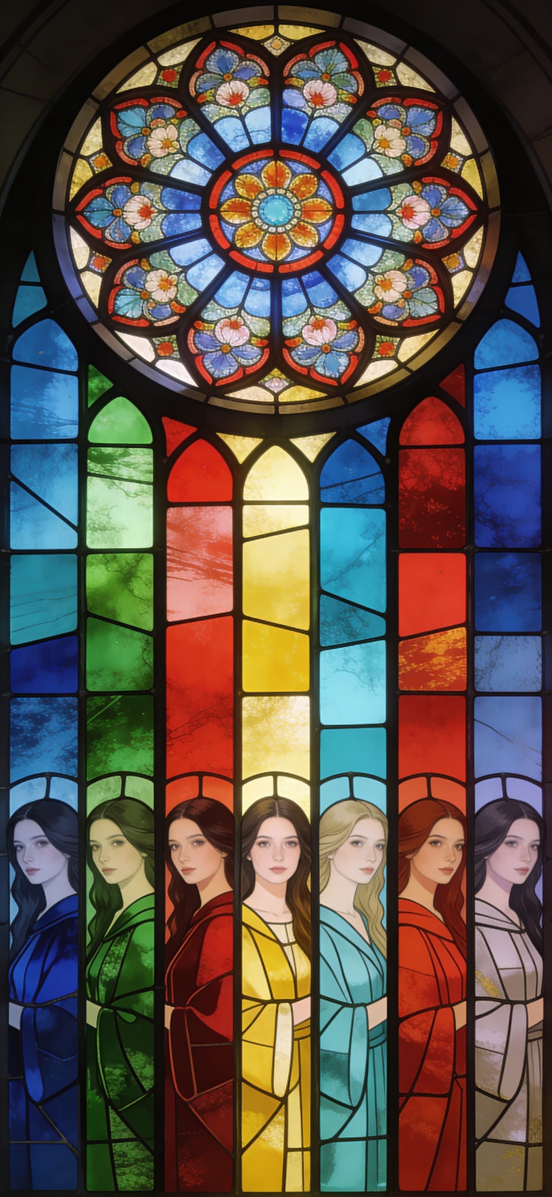 Stained Glass Women - Pro phone wallpaper