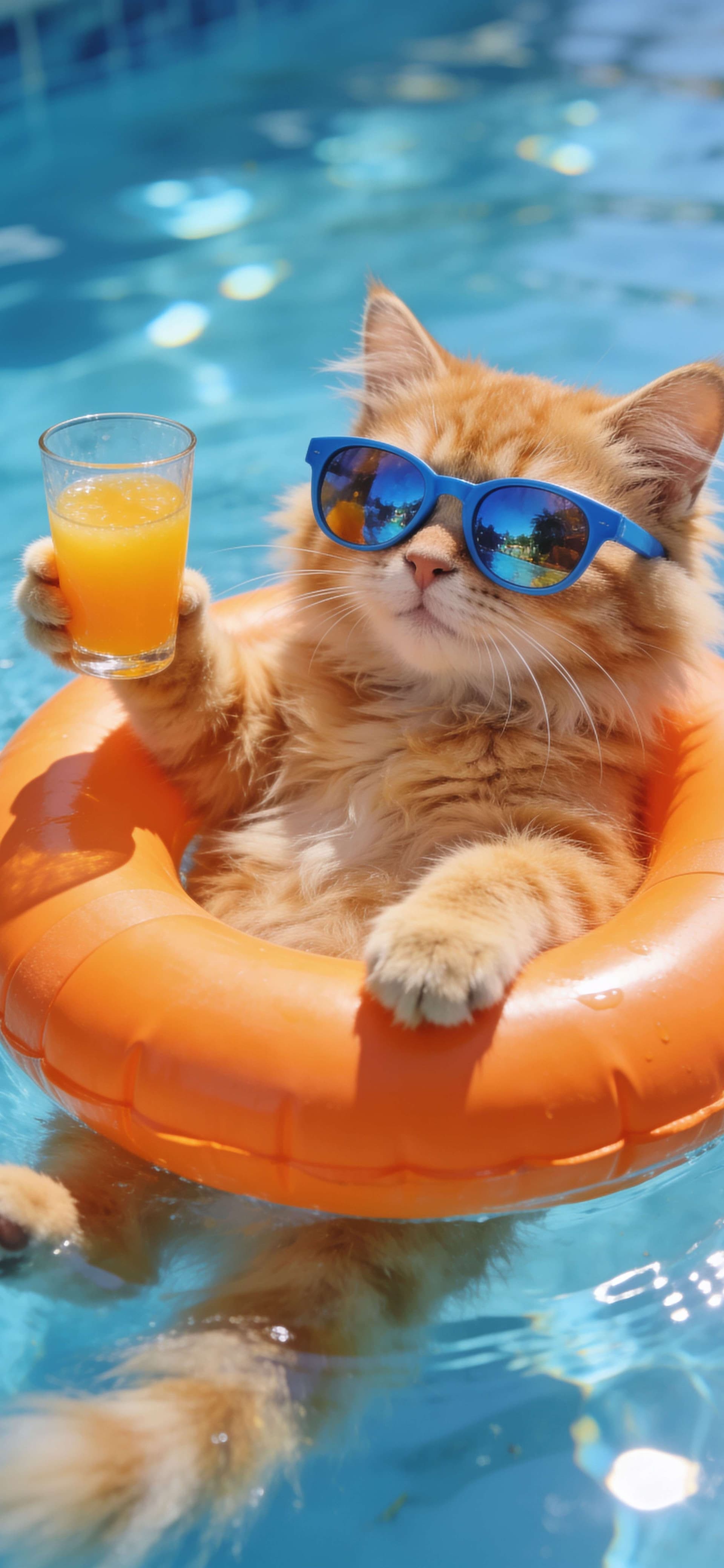 Cool Pool Cat - free phone wallpaper