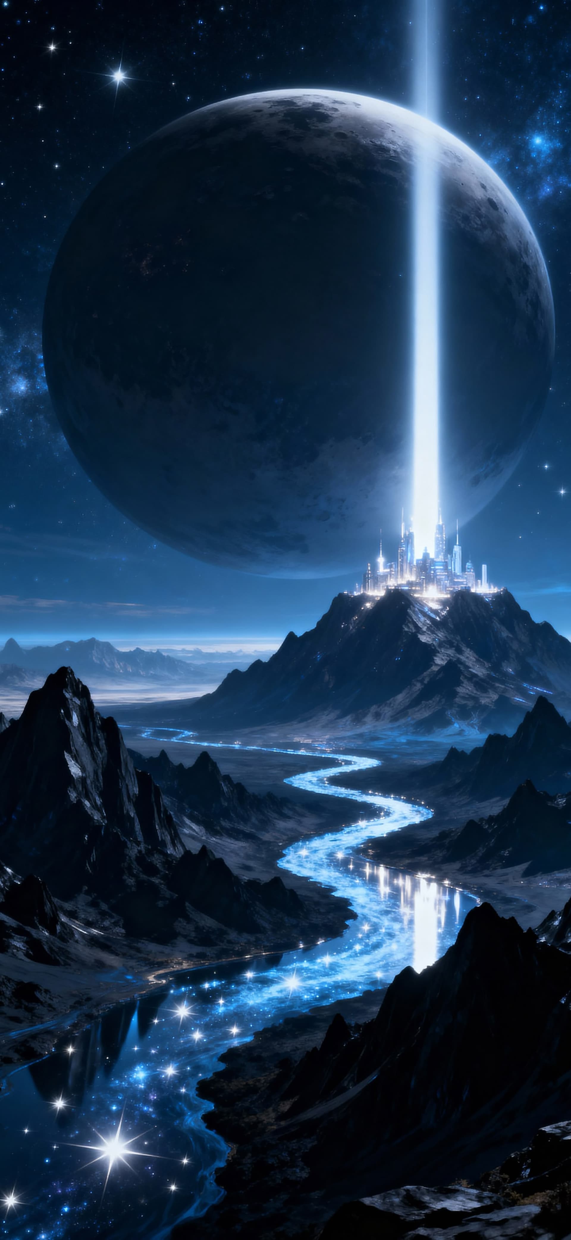 Celestial Beacon River 2 - free phone wallpaper