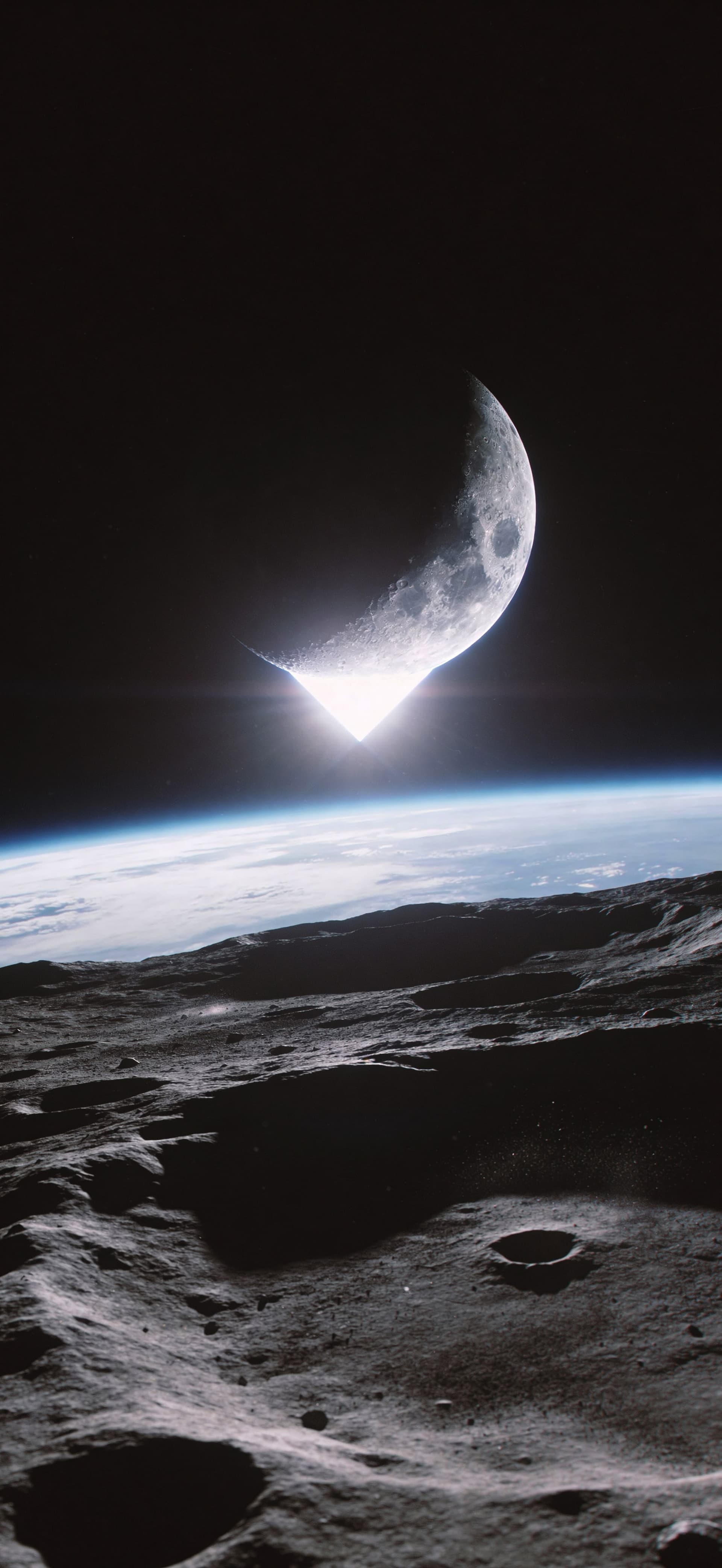Lunar Horizon Glimpse - Pro phone wallpaper