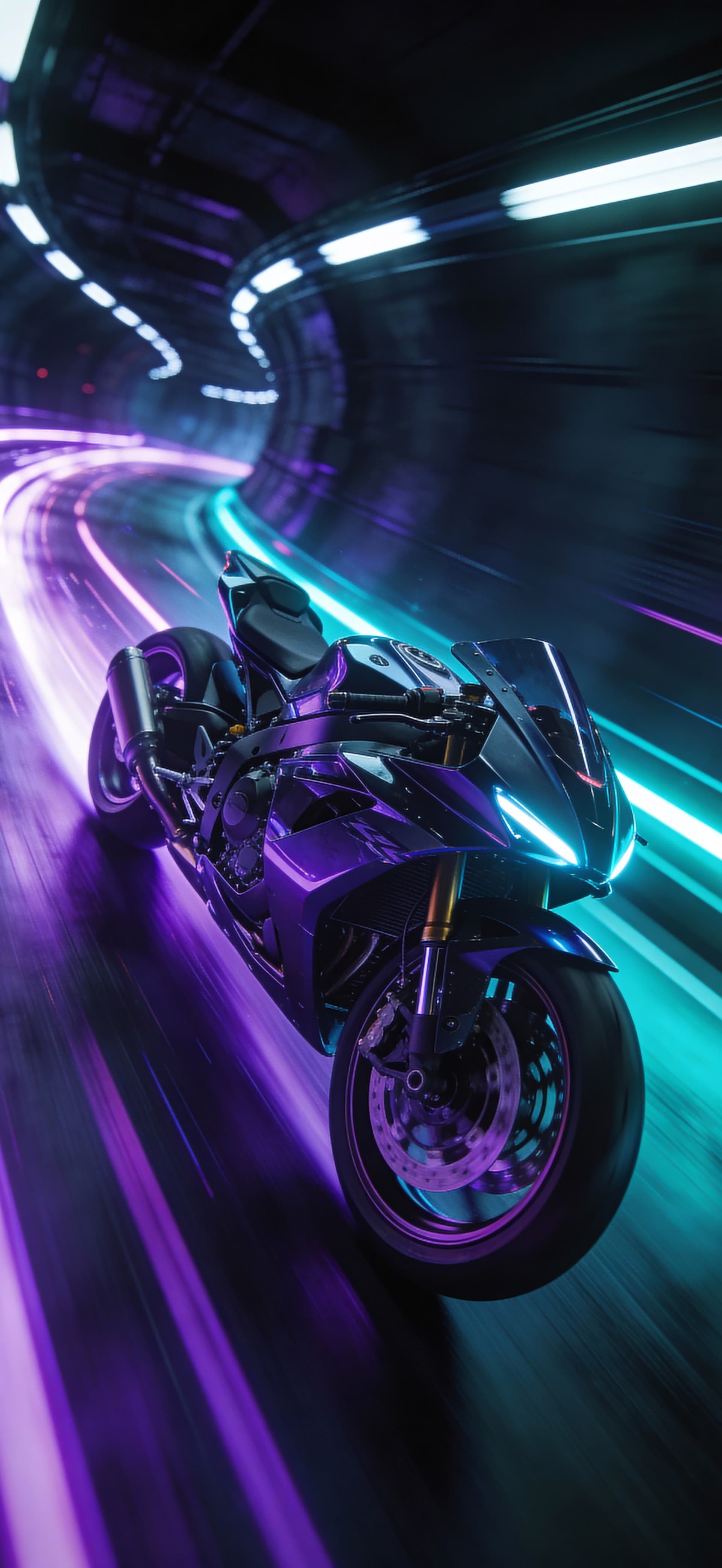 Futuristic Motorcycle Tunnel 2 - free phone wallpaper
