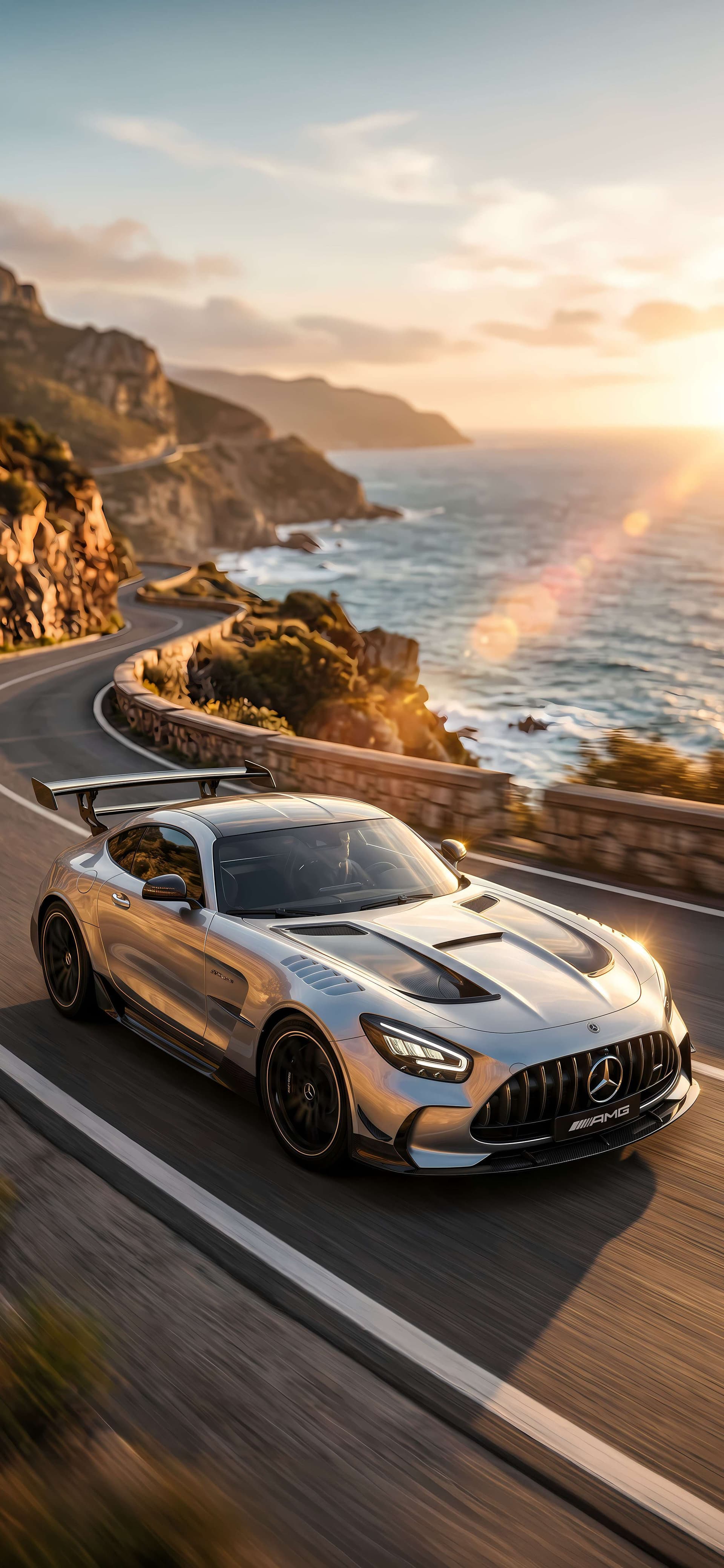 Coastal Drive Sunset - Pro phone wallpaper
