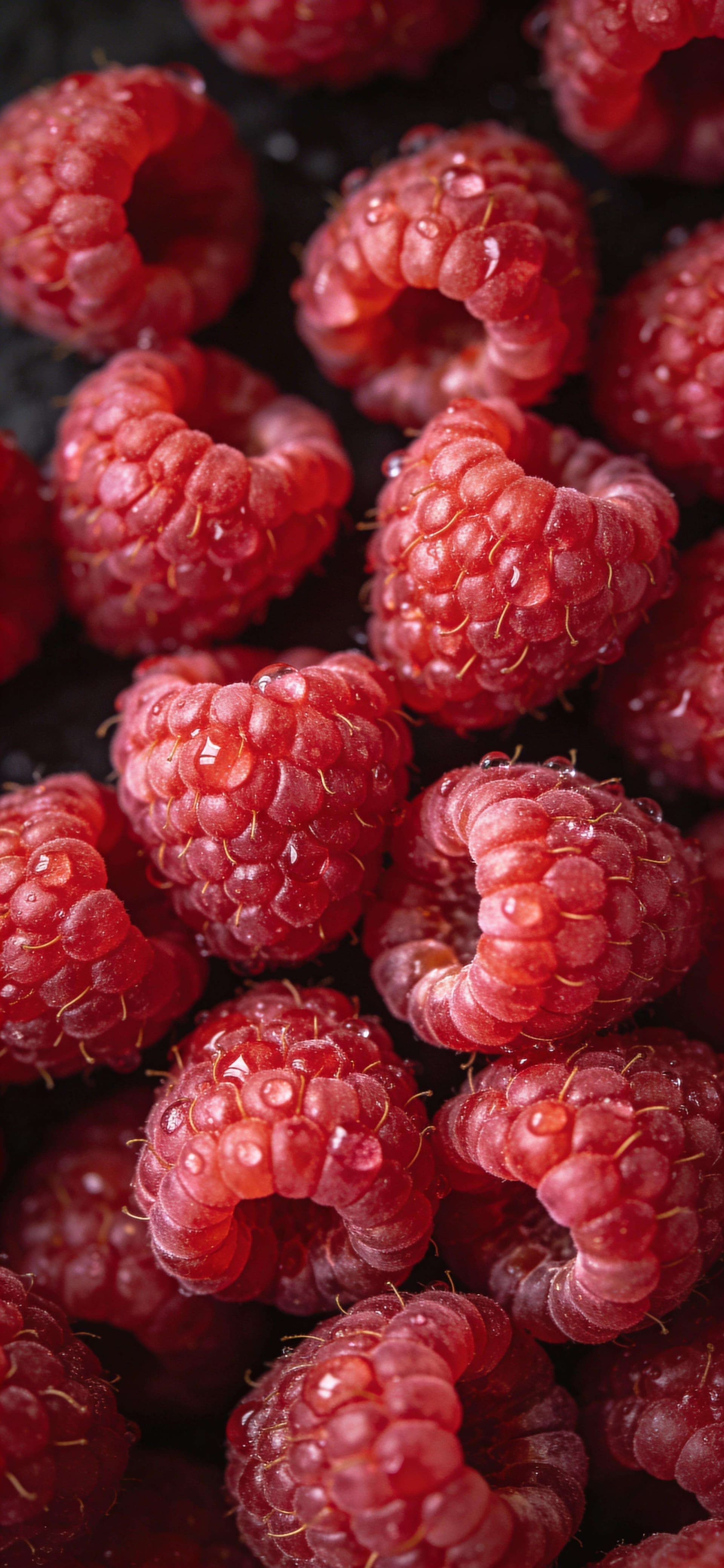 Wet Raspberry Macro - free phone wallpaper