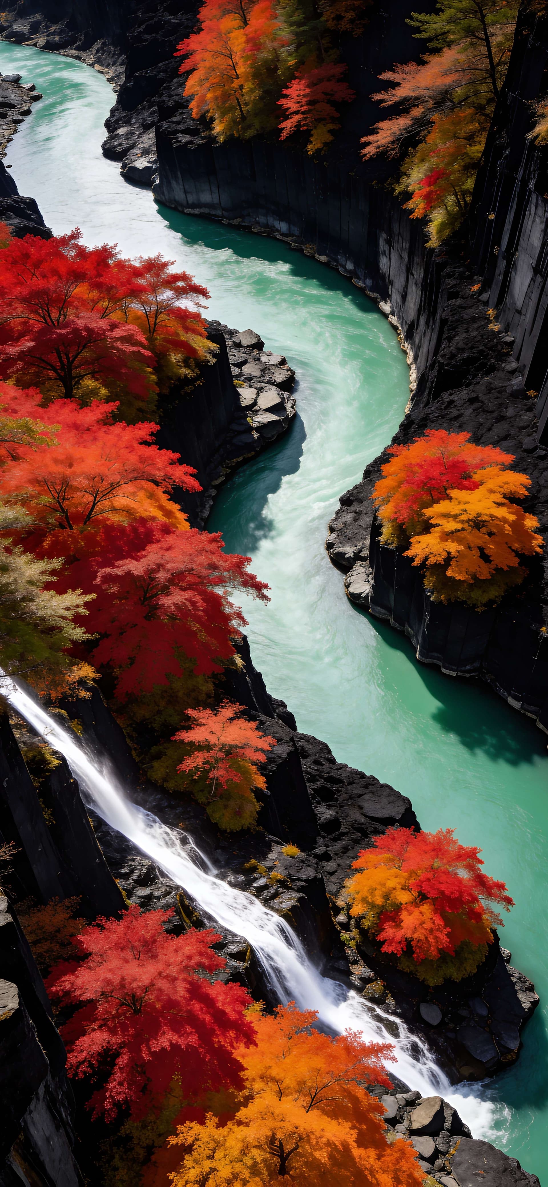 Autumn River Canyon - free phone wallpaper