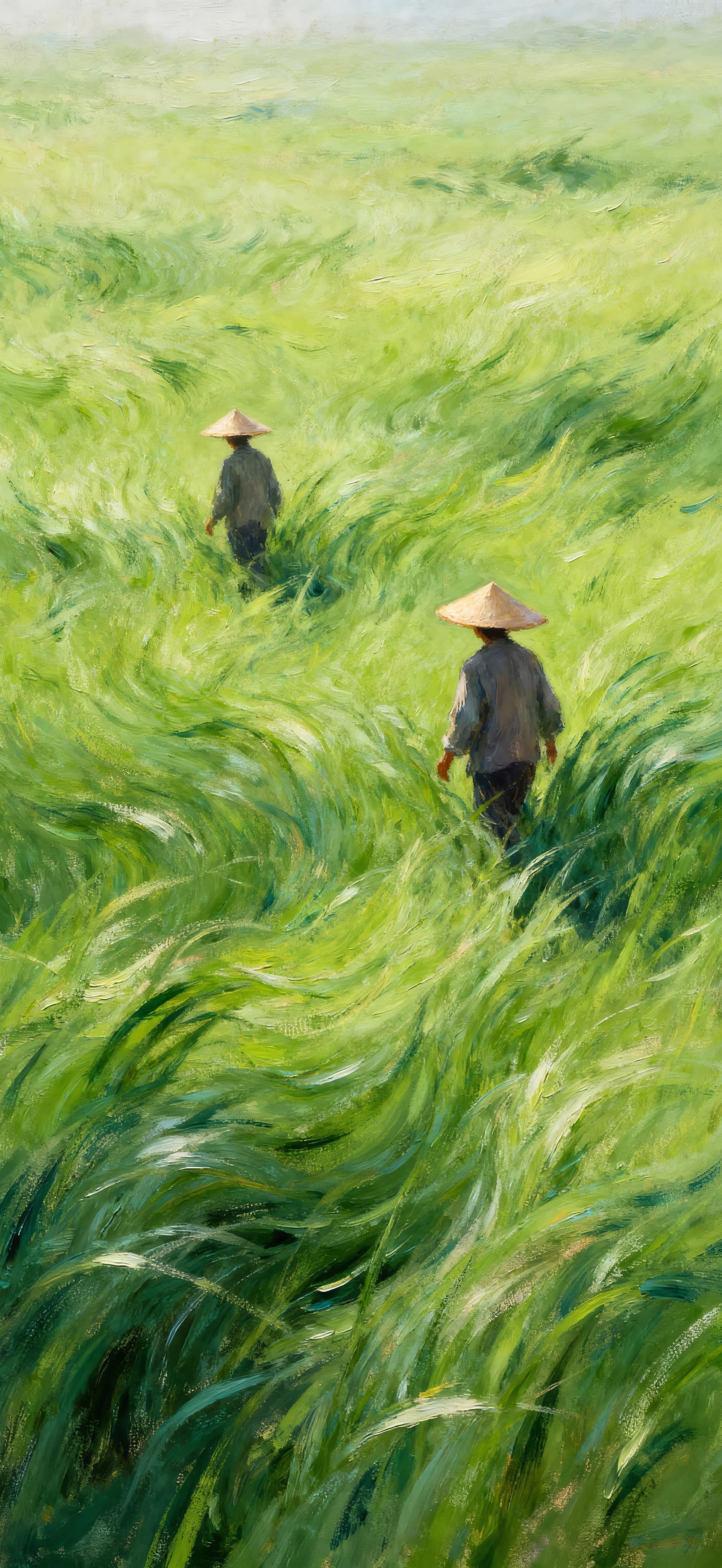 Emerald Rice Field - free phone wallpaper
