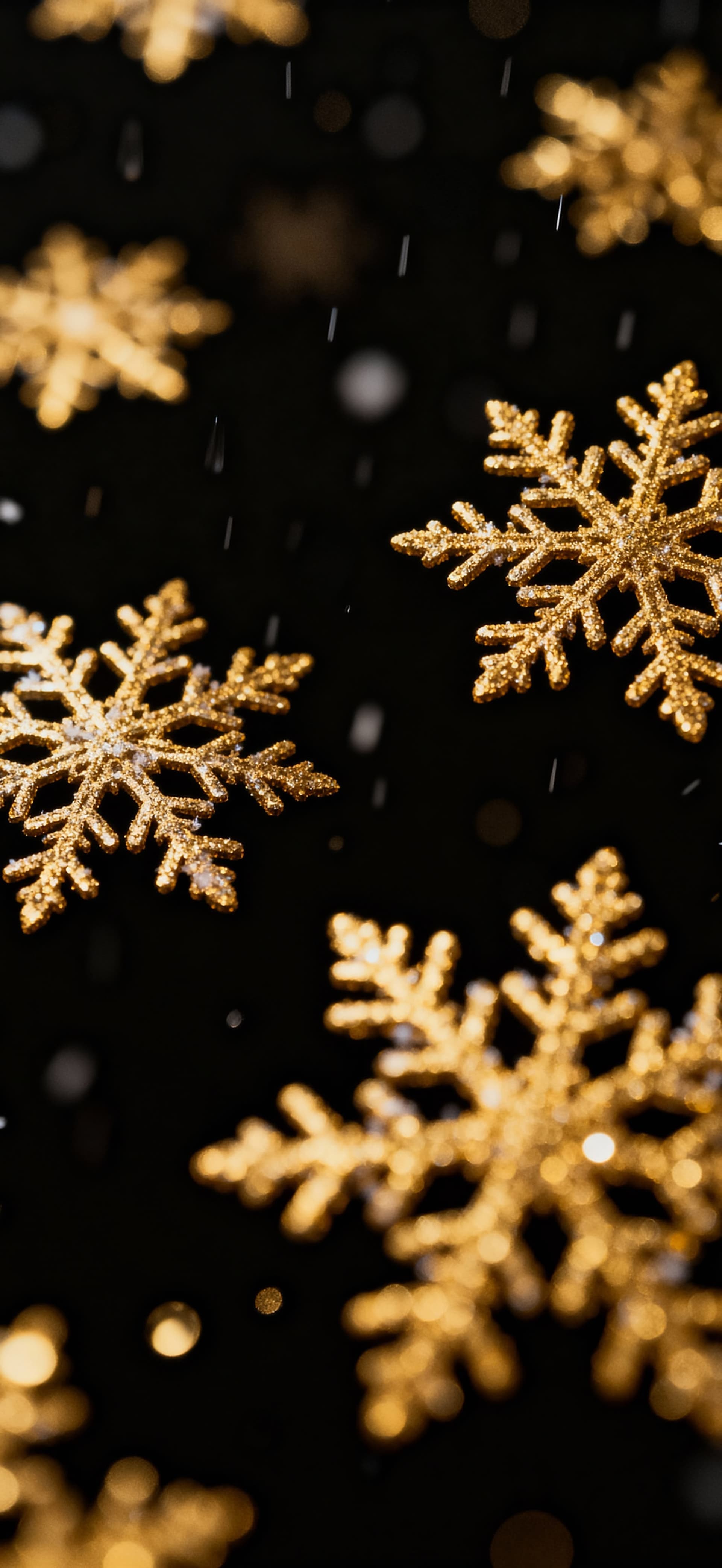 Golden Snowfall Night 2 - free phone wallpaper