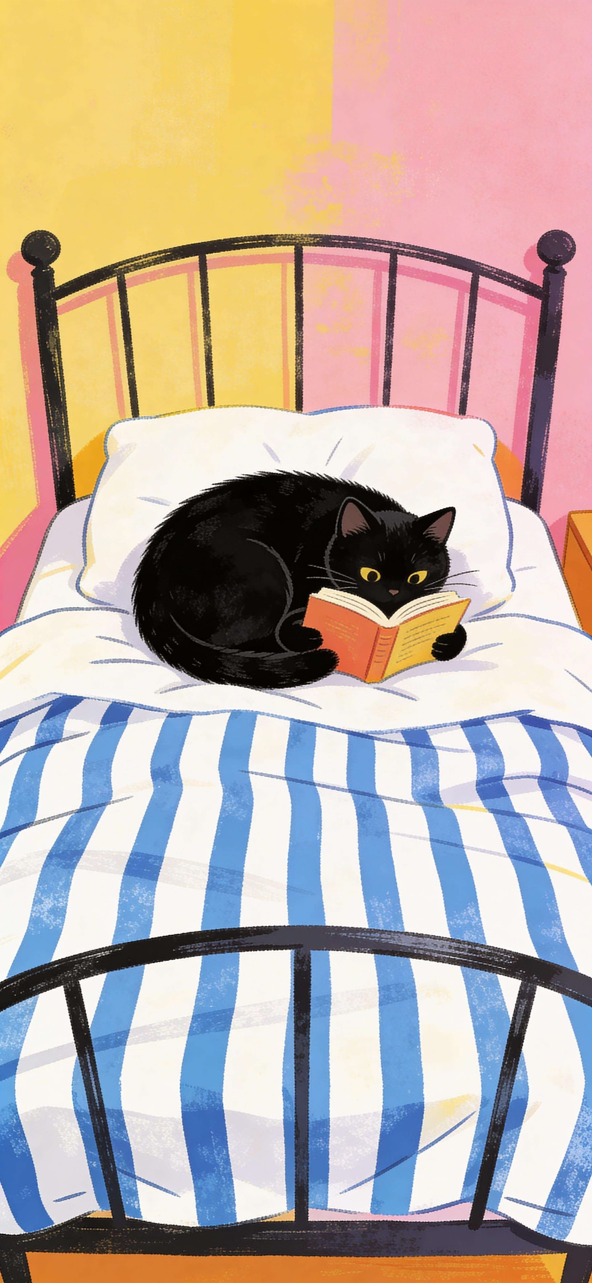 Reading Cat - Pro phone wallpaper