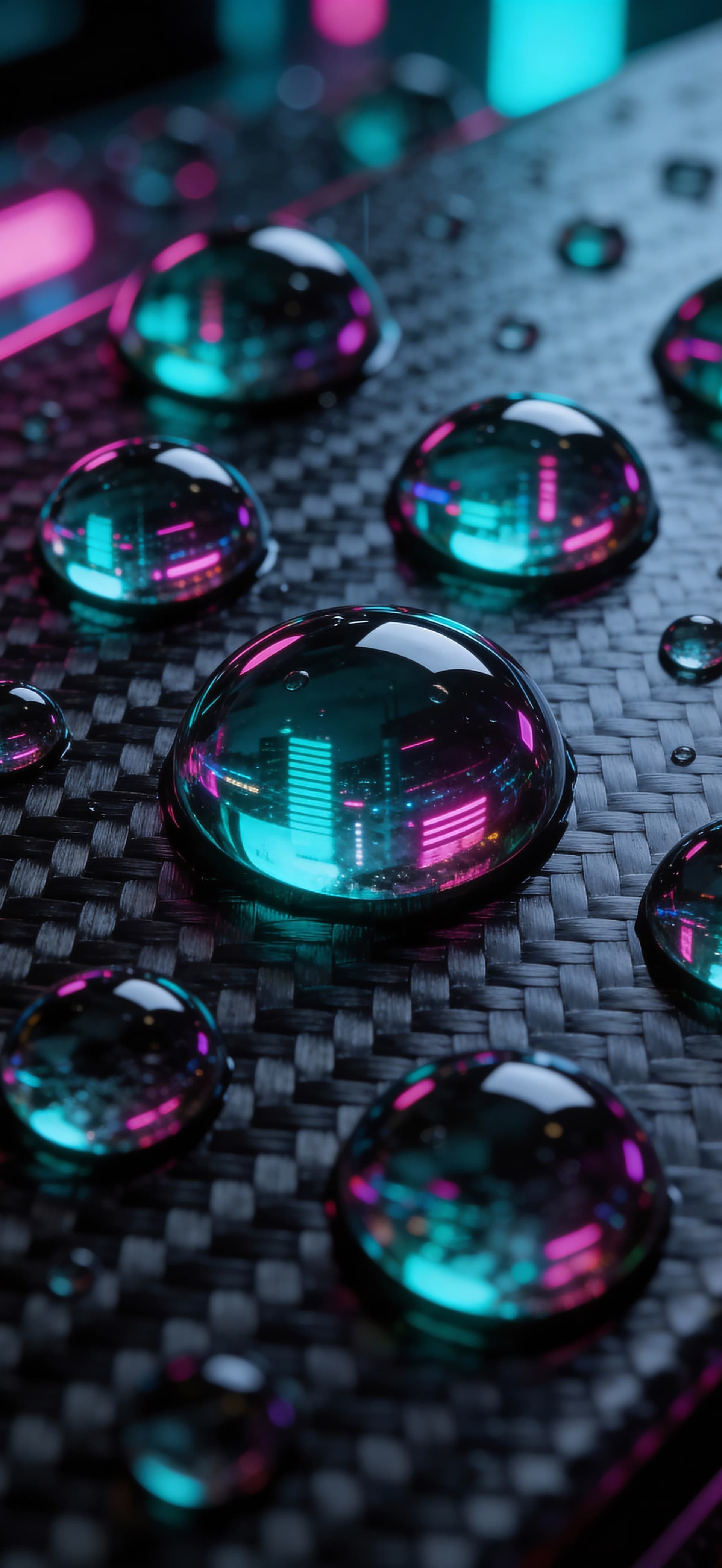 Cyberpunk Water Droplets - free phone wallpaper