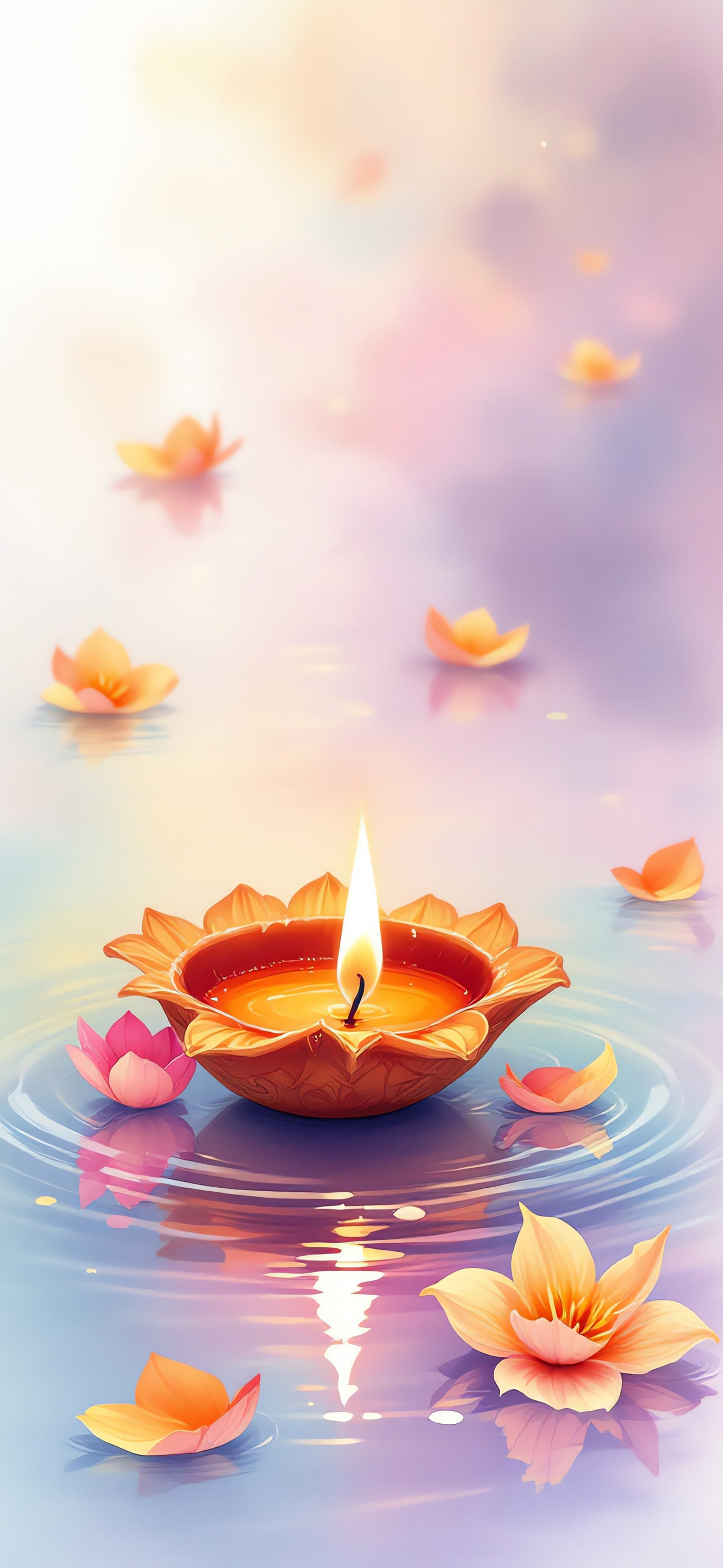 Floating Diyas - Pro phone wallpaper