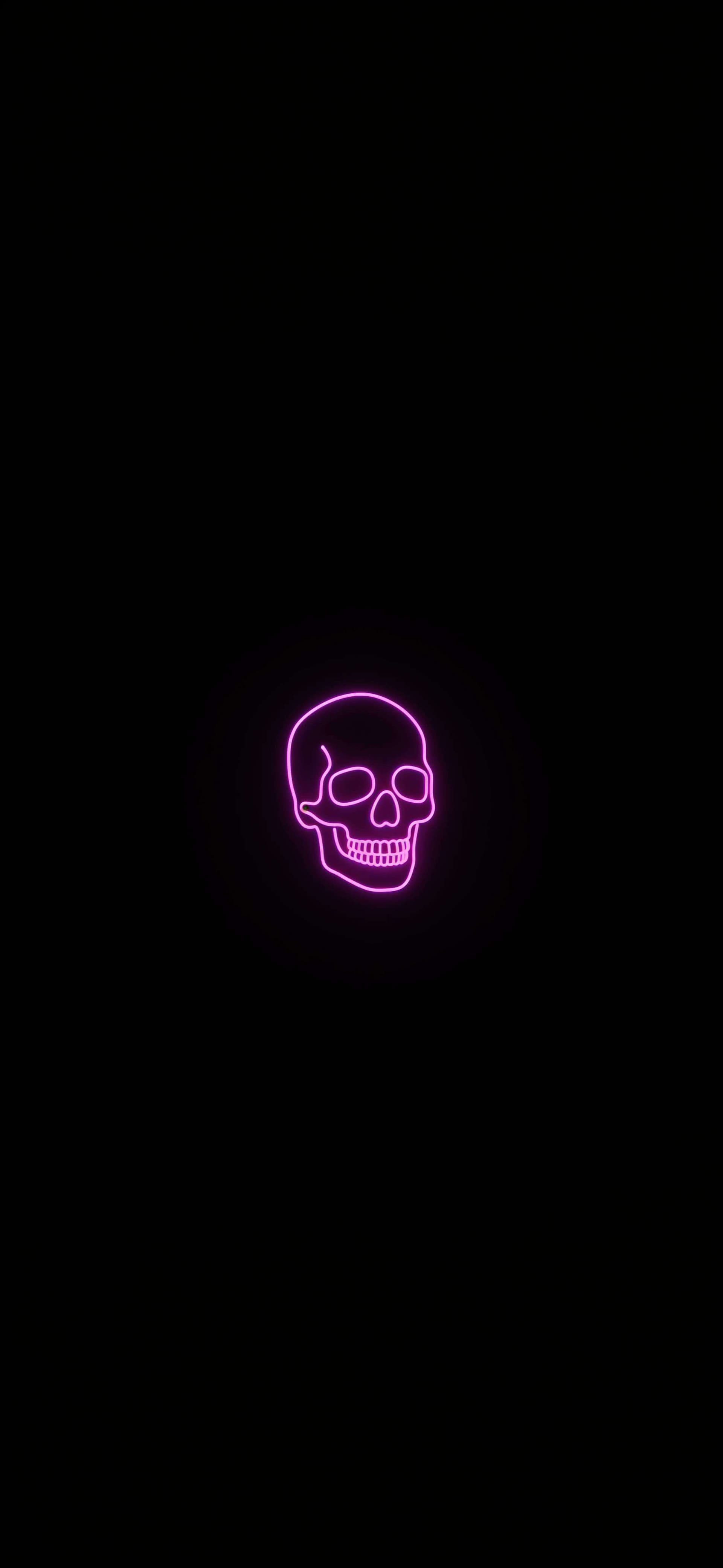 Neon Skull Minimal - free phone wallpaper