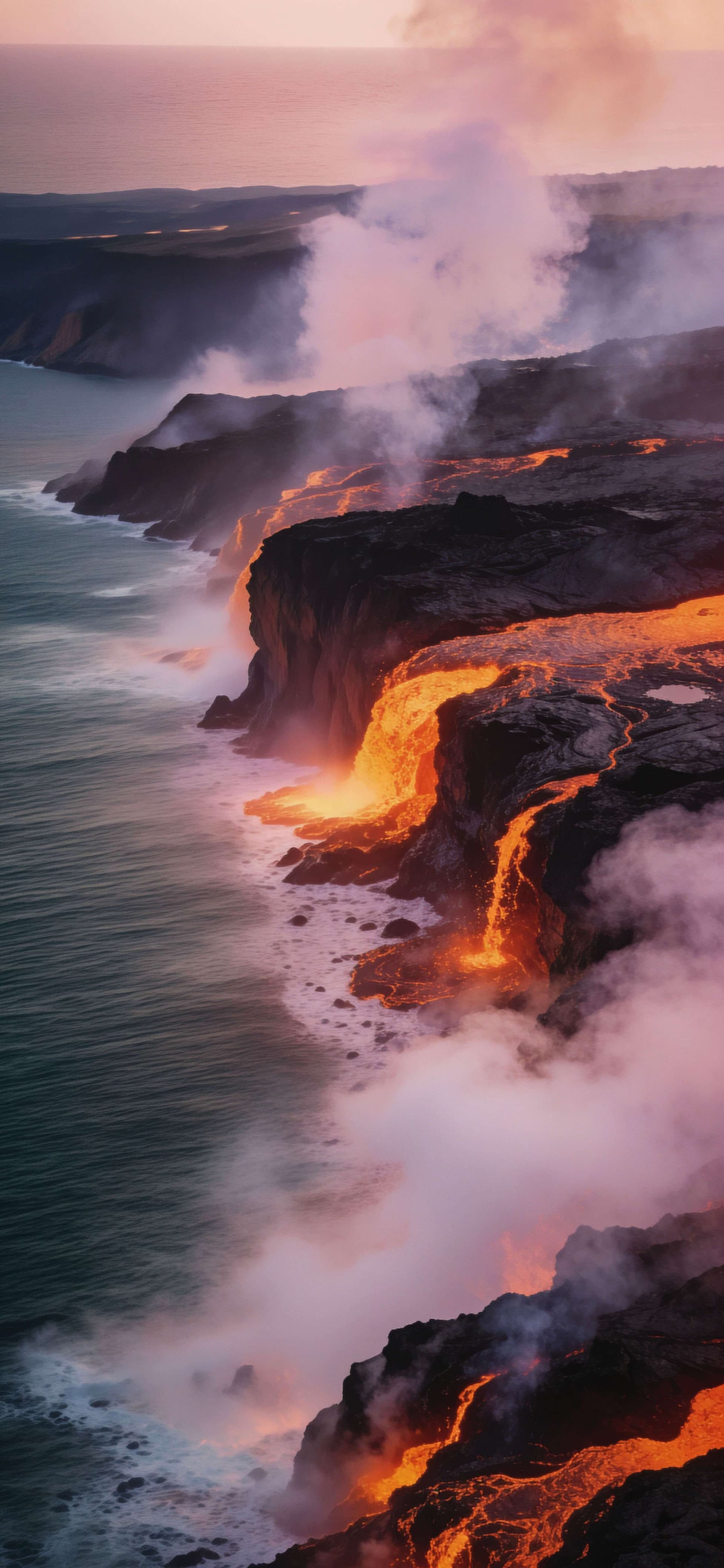 Volcanic Ocean Clash - Pro phone wallpaper