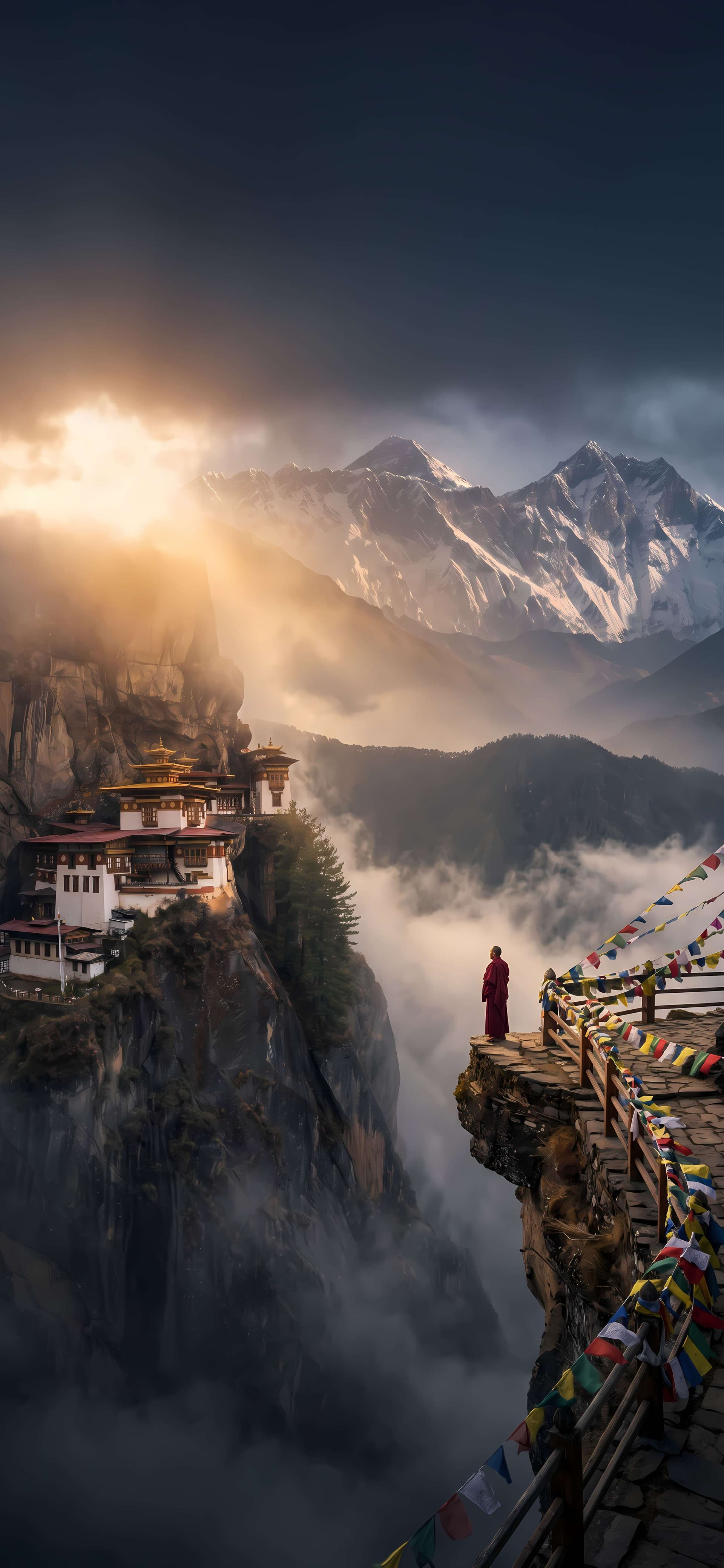 Himalayan Temple View - Pro phone wallpaper