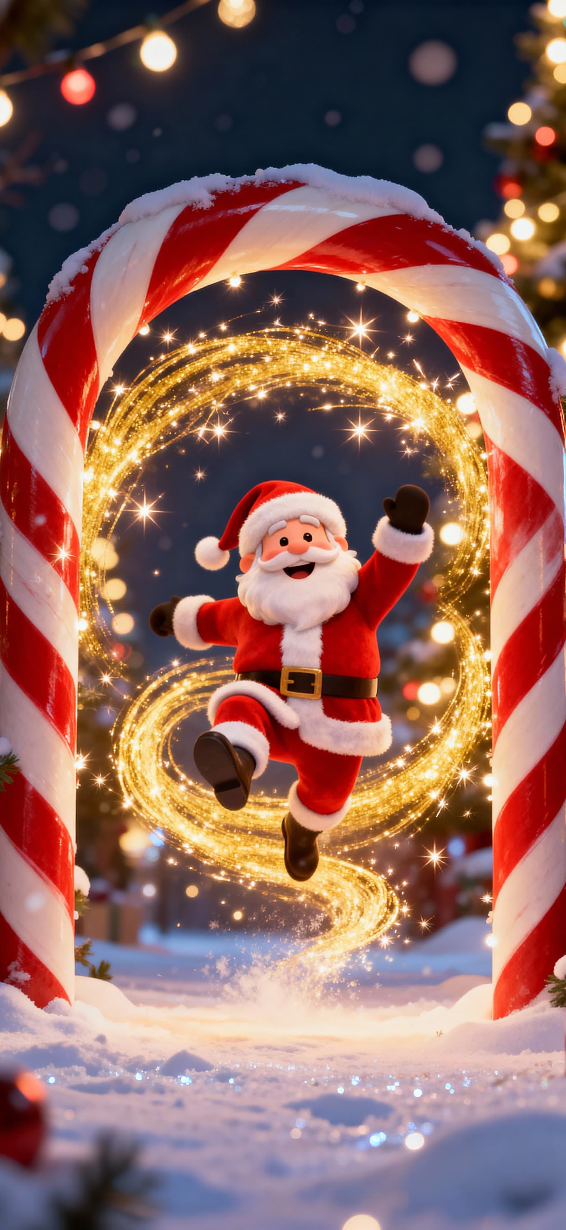 Happy Santa jumping magic 1 - free phone wallpaper