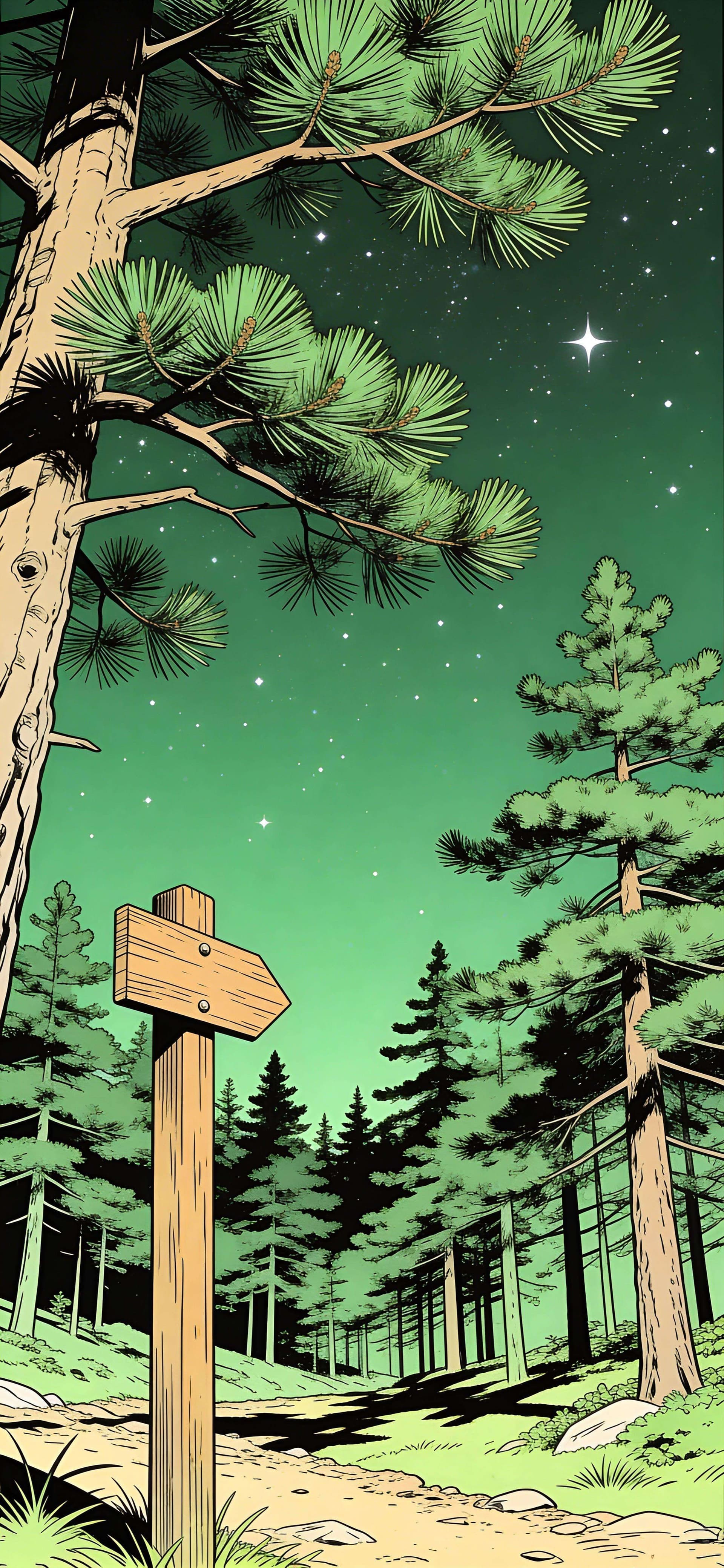 Forest Starry Night - free phone wallpaper