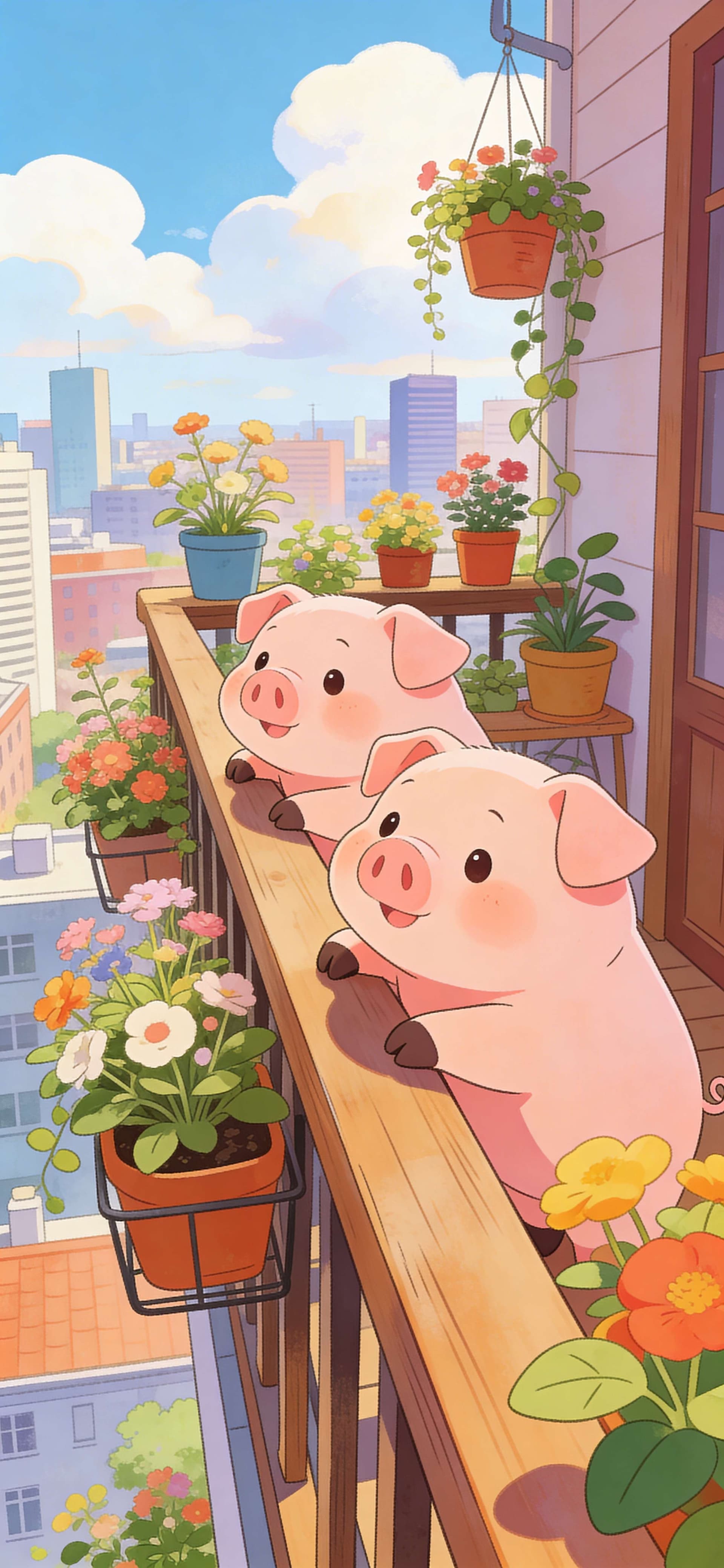 Piggy Balcony View - Pro phone wallpaper