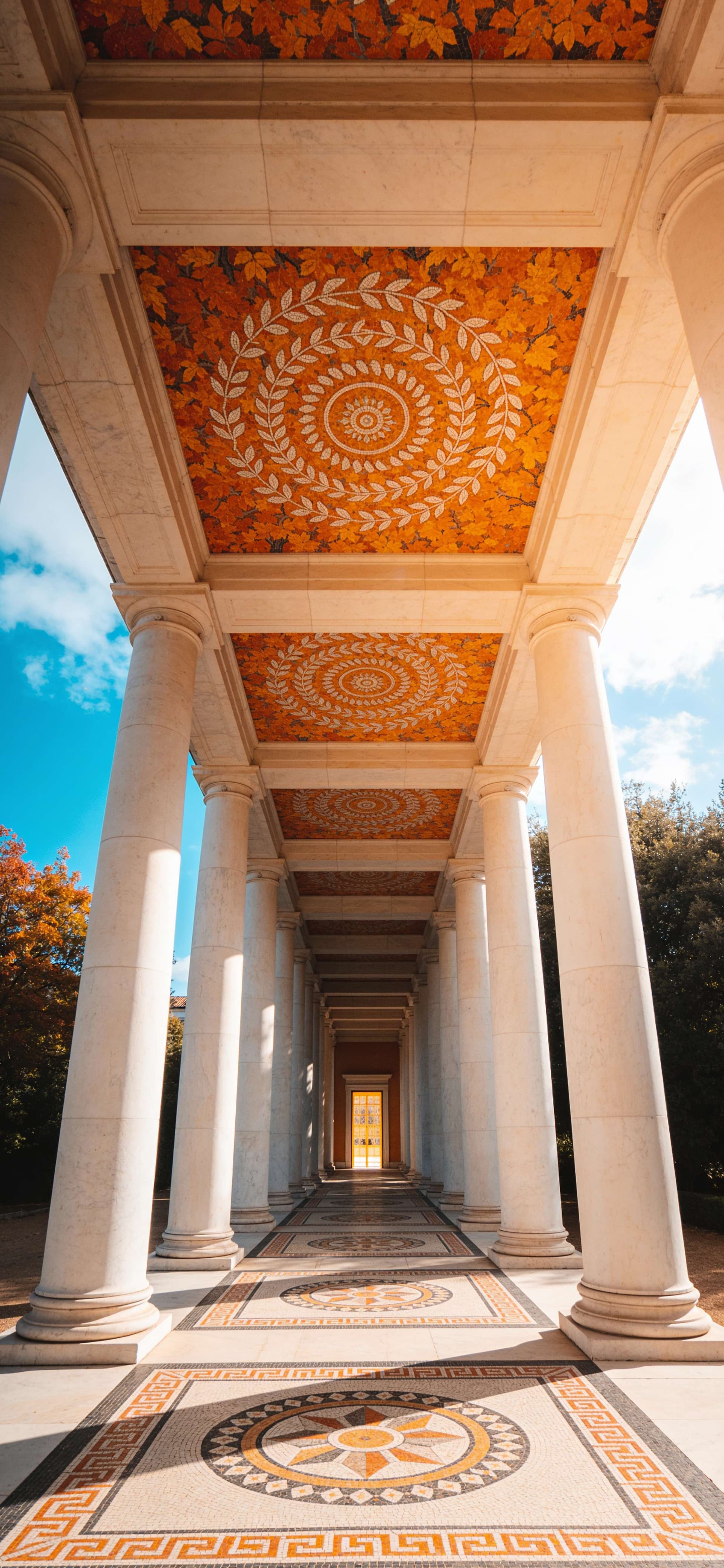 Autumn Mosaic Colonnade - Pro phone wallpaper