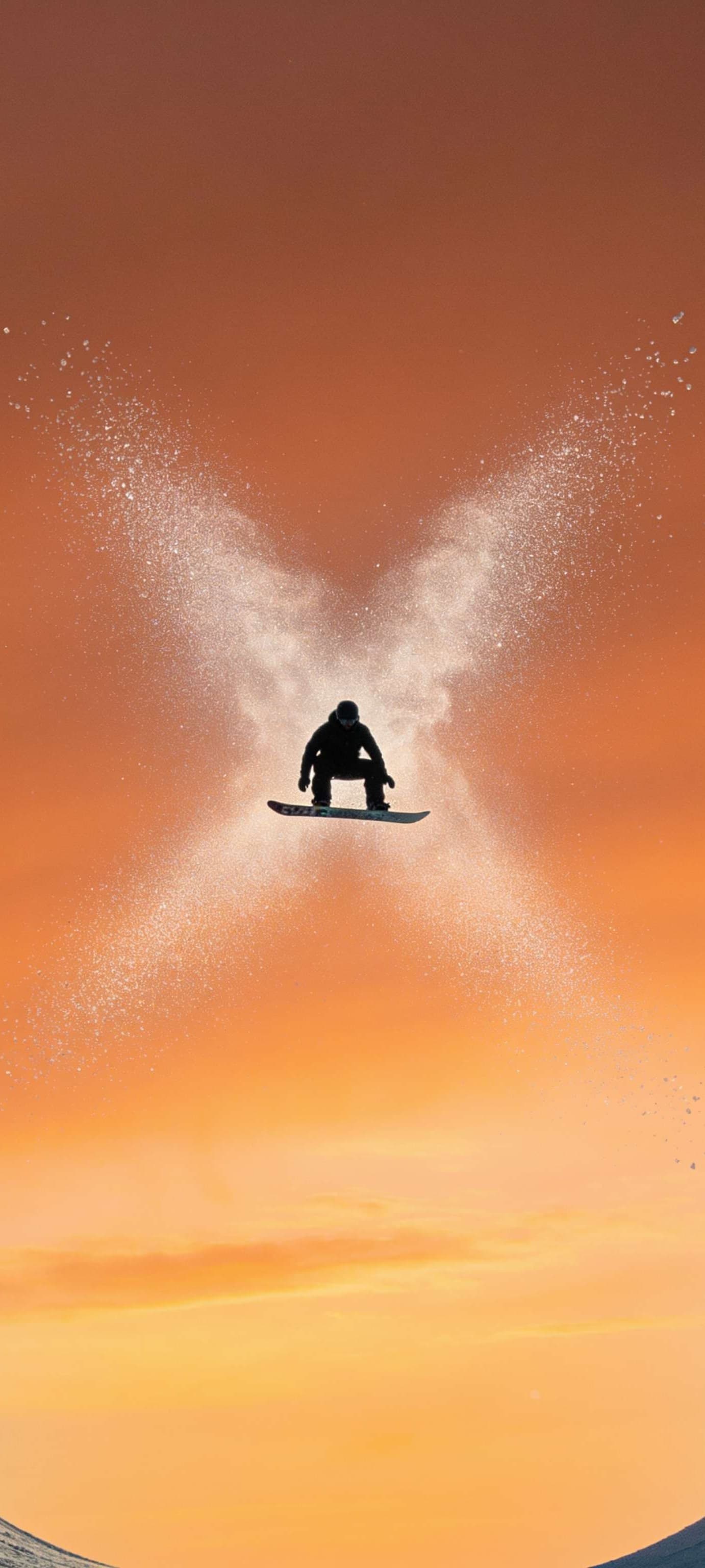 Sunset Snowboard Jump - free phone wallpaper