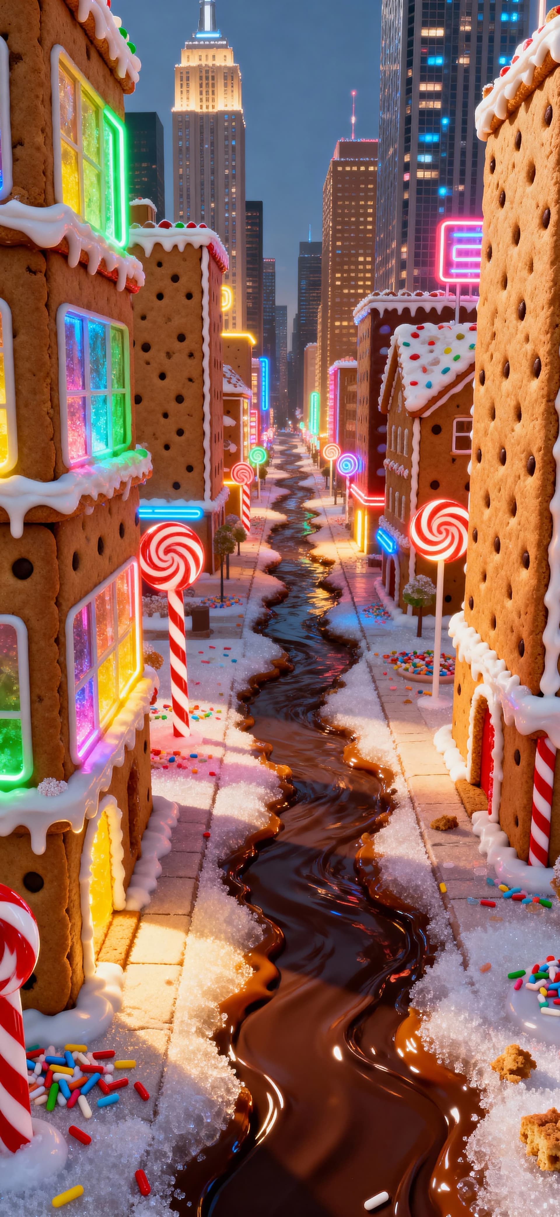 Gingerbread Skyline 3 - free phone wallpaper