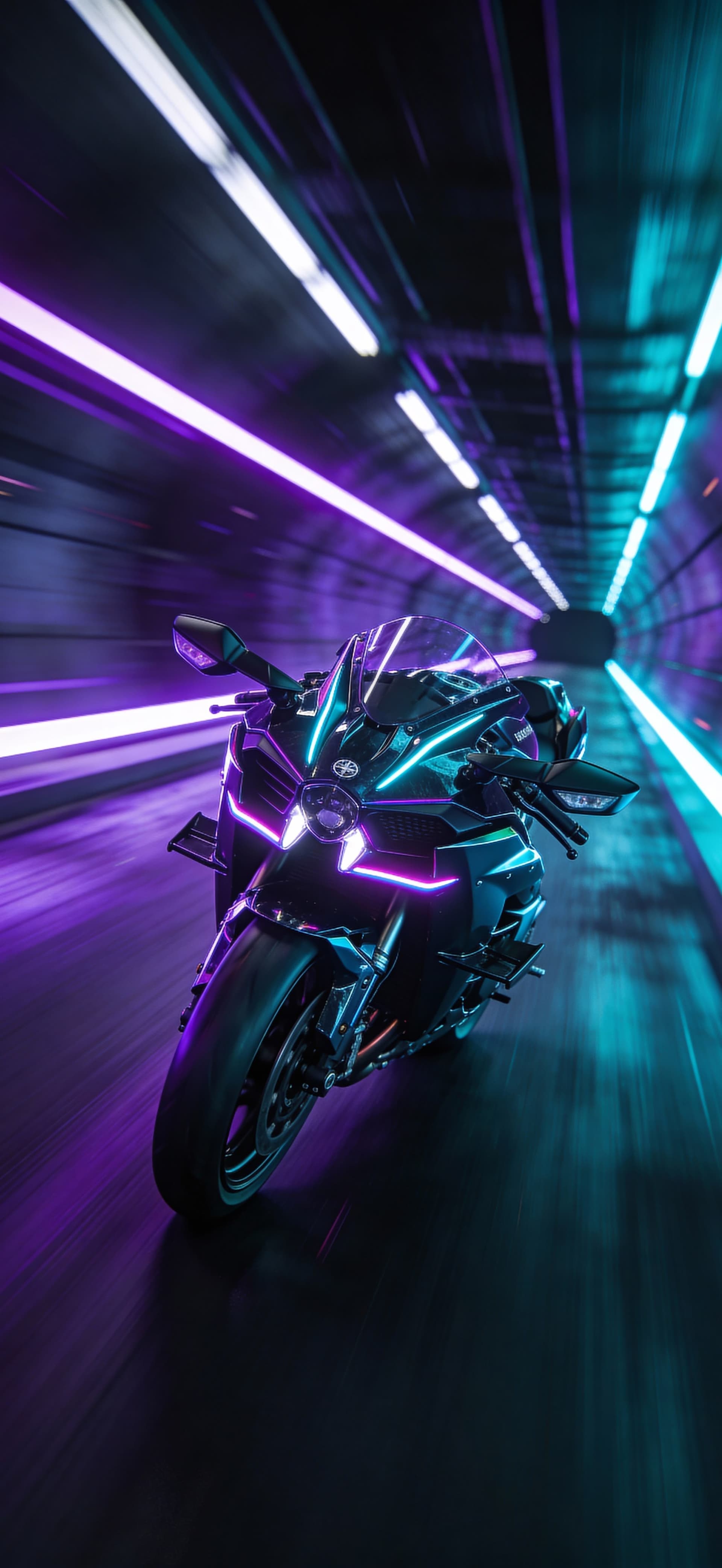 Futuristic Motorcycle Tunnel 1 - free phone wallpaper
