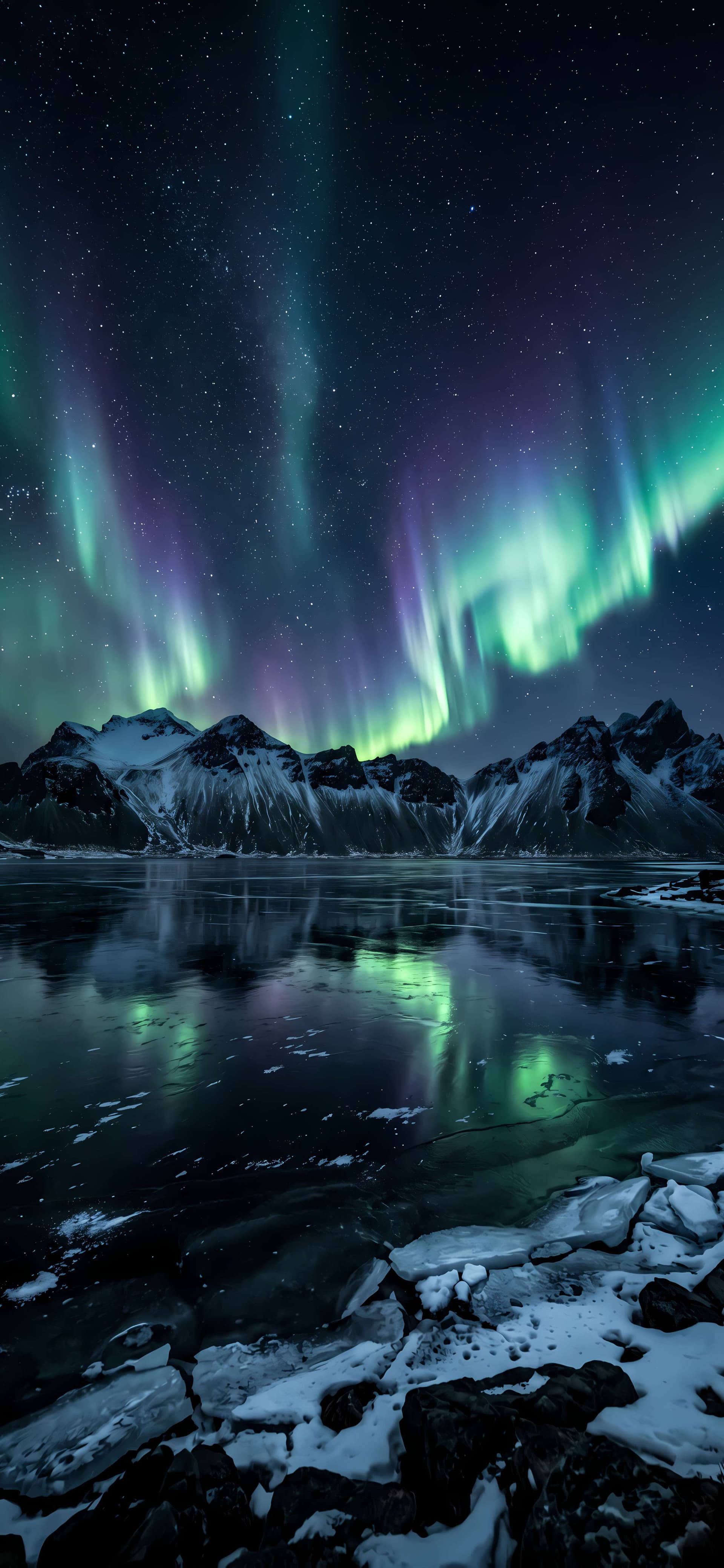 Northern Lights Reflection - Pro phone wallpaper