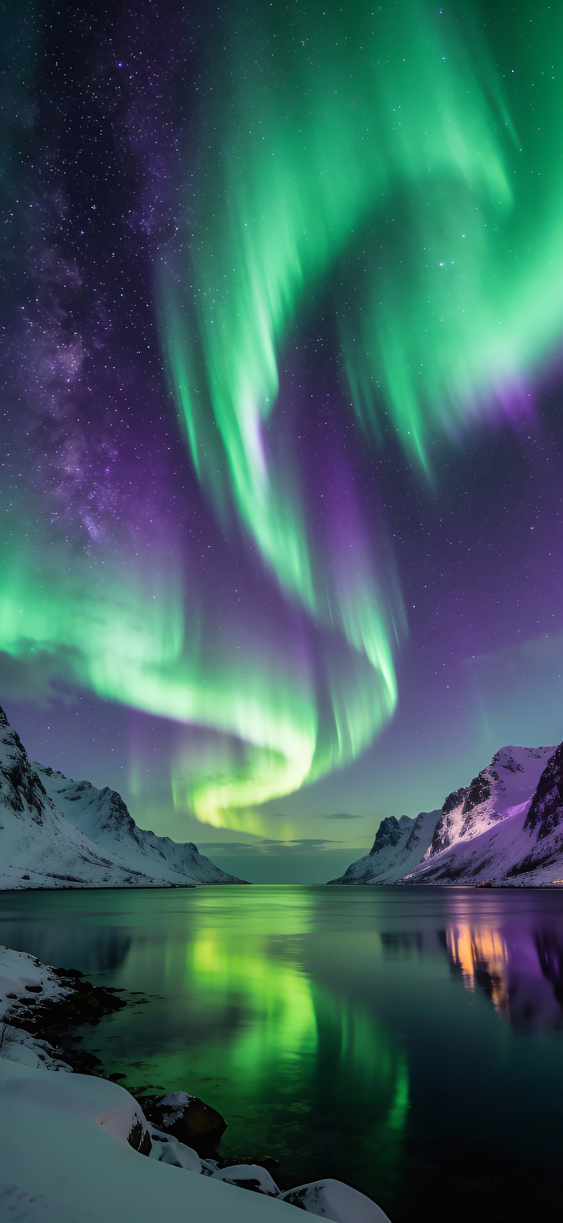 Aurora Borealis Reflection - Pro phone wallpaper