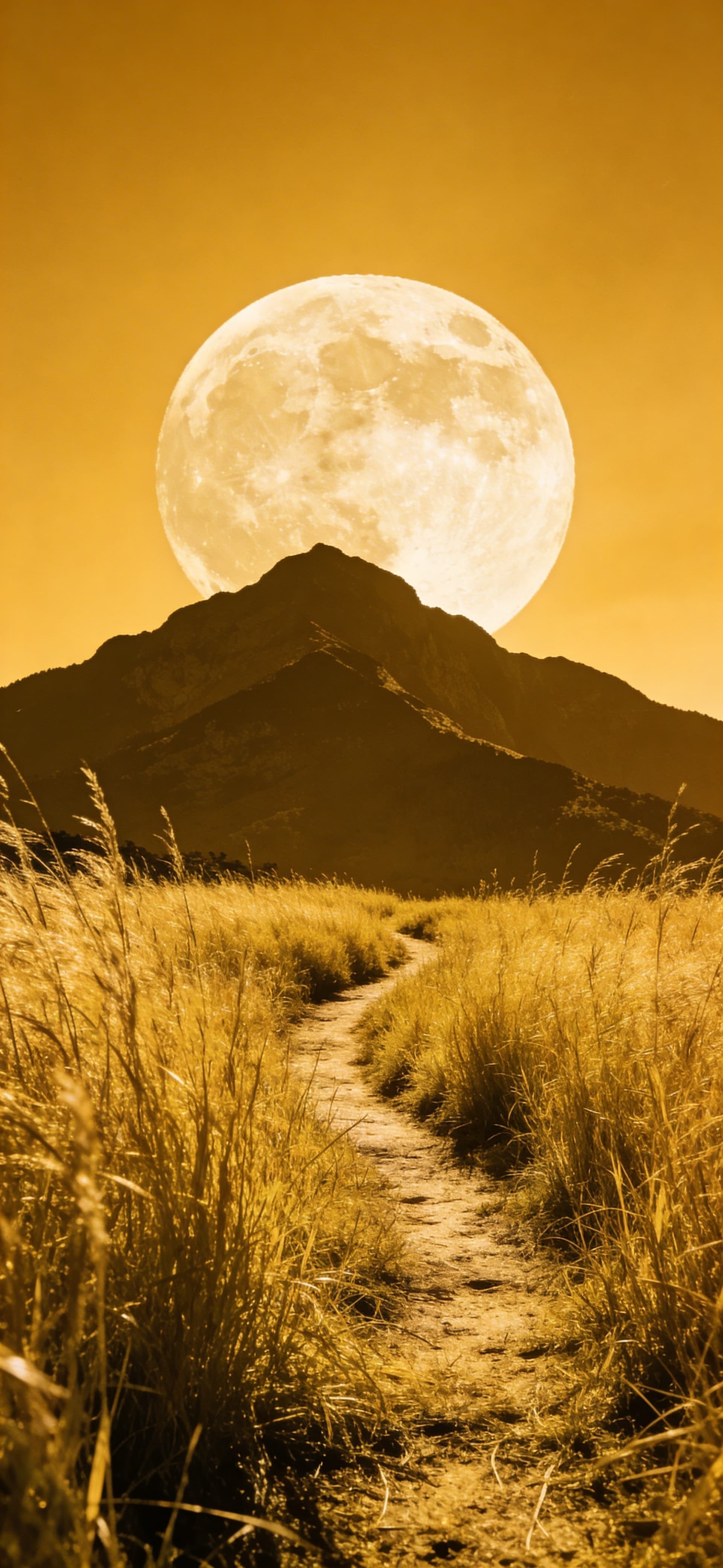 Golden Moon Path - free phone wallpaper