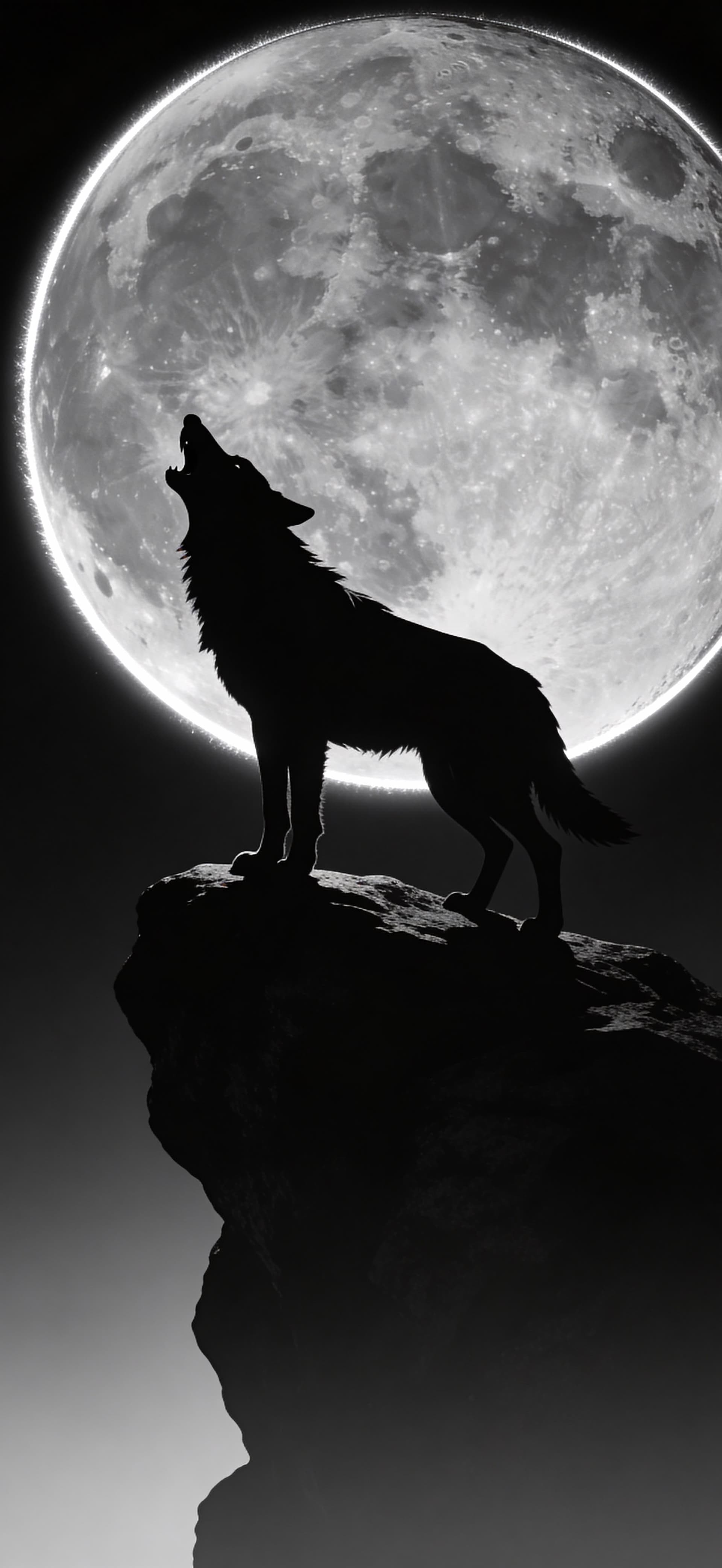 Lunar Wolf Howl - Pro phone wallpaper