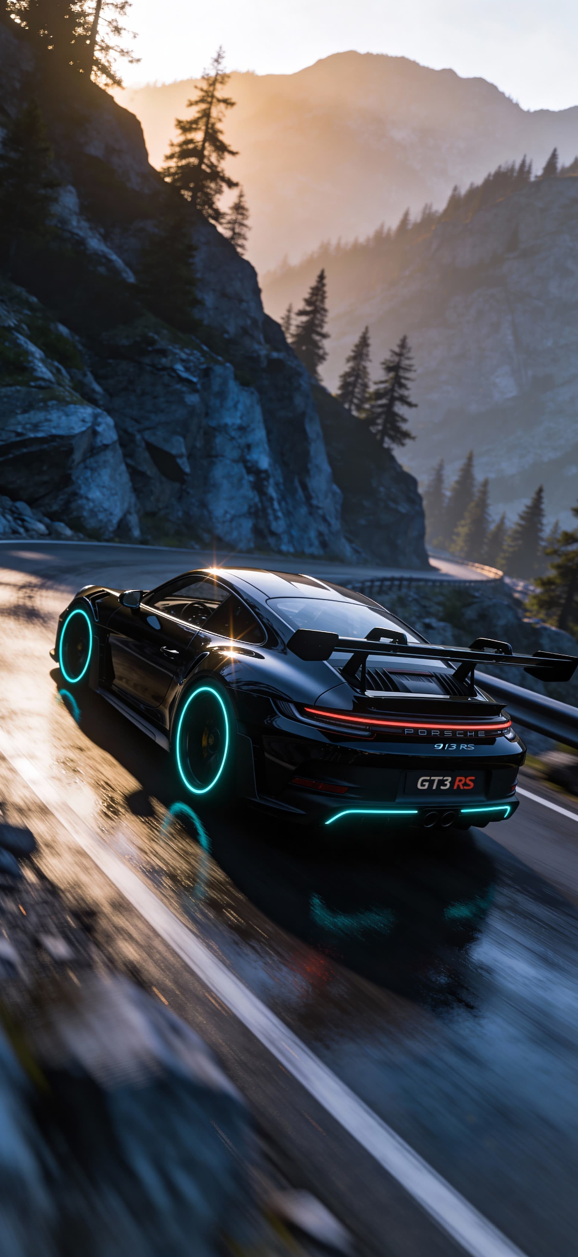 Neon Car Scenery - Pro phone wallpaper