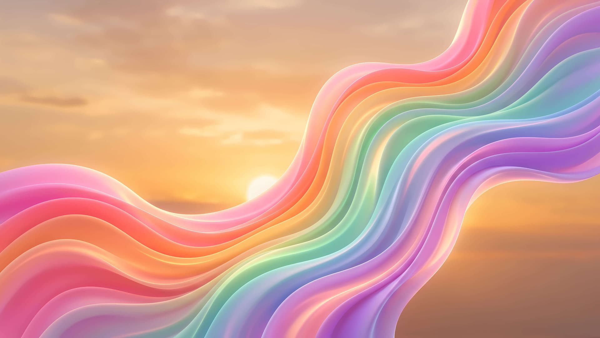 Pastel Rainbow Wave - free desktop wallpaper