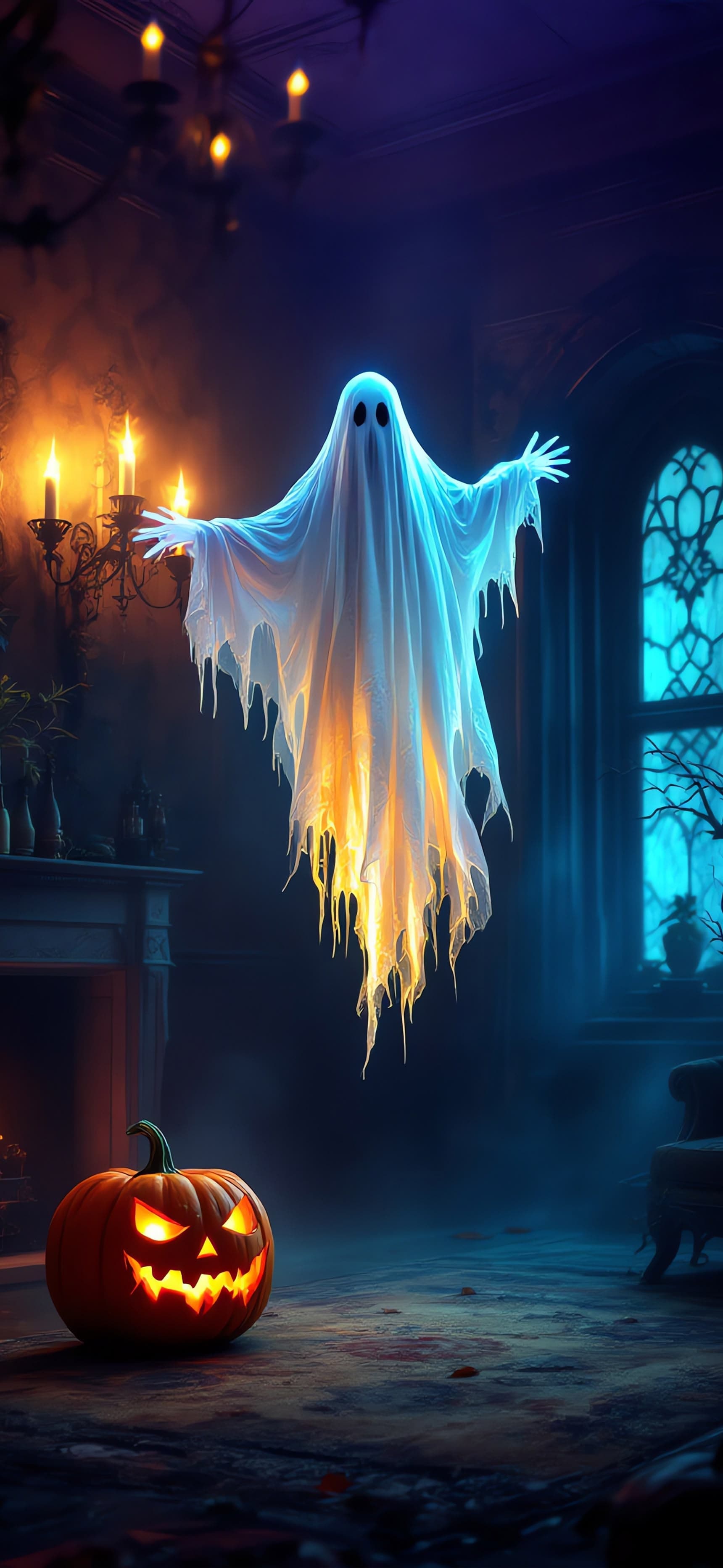 Moonlit Sheet Ghost 2 - free phone wallpaper