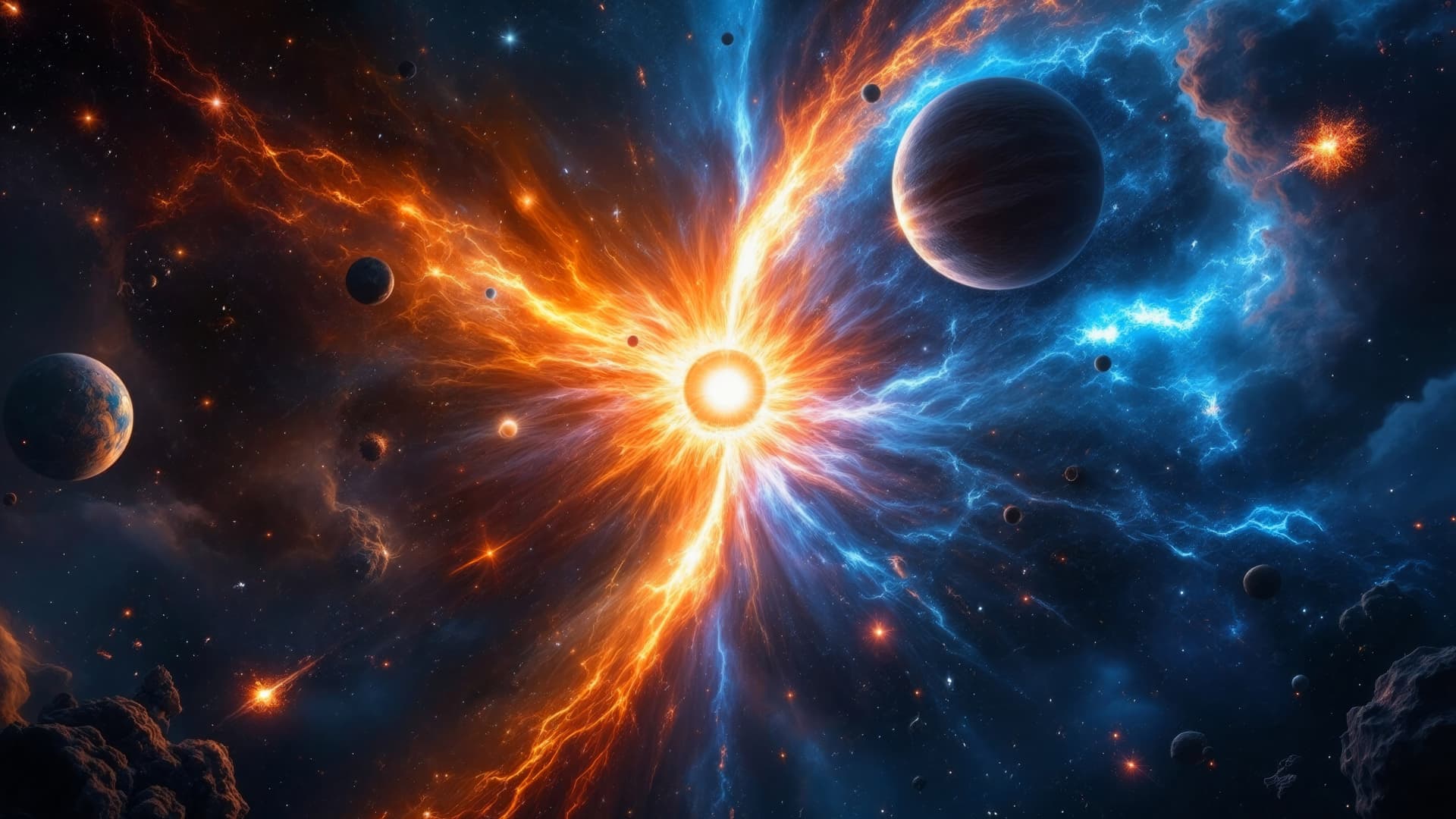Cosmic Collision Spark - free desktop wallpaper
