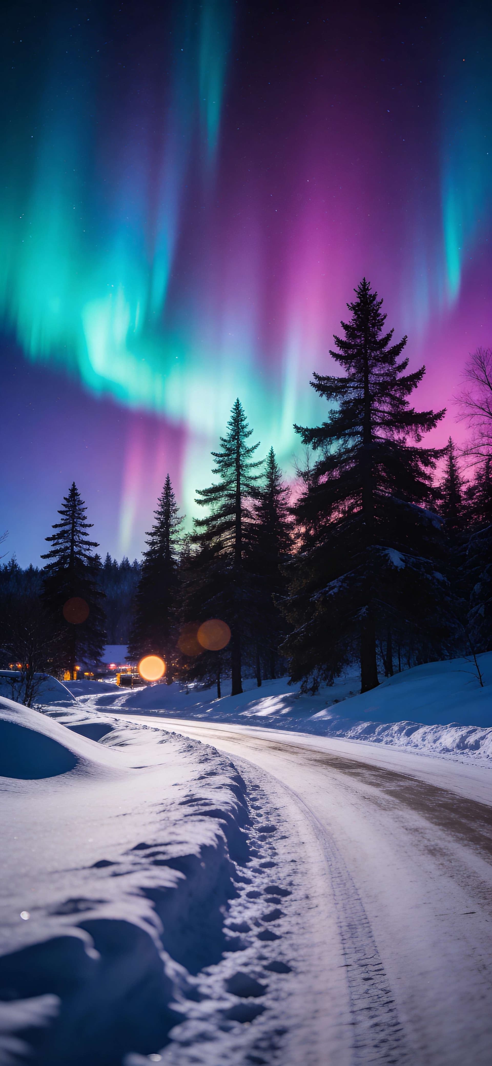 Northern Lights Winter - Pro phone wallpaper