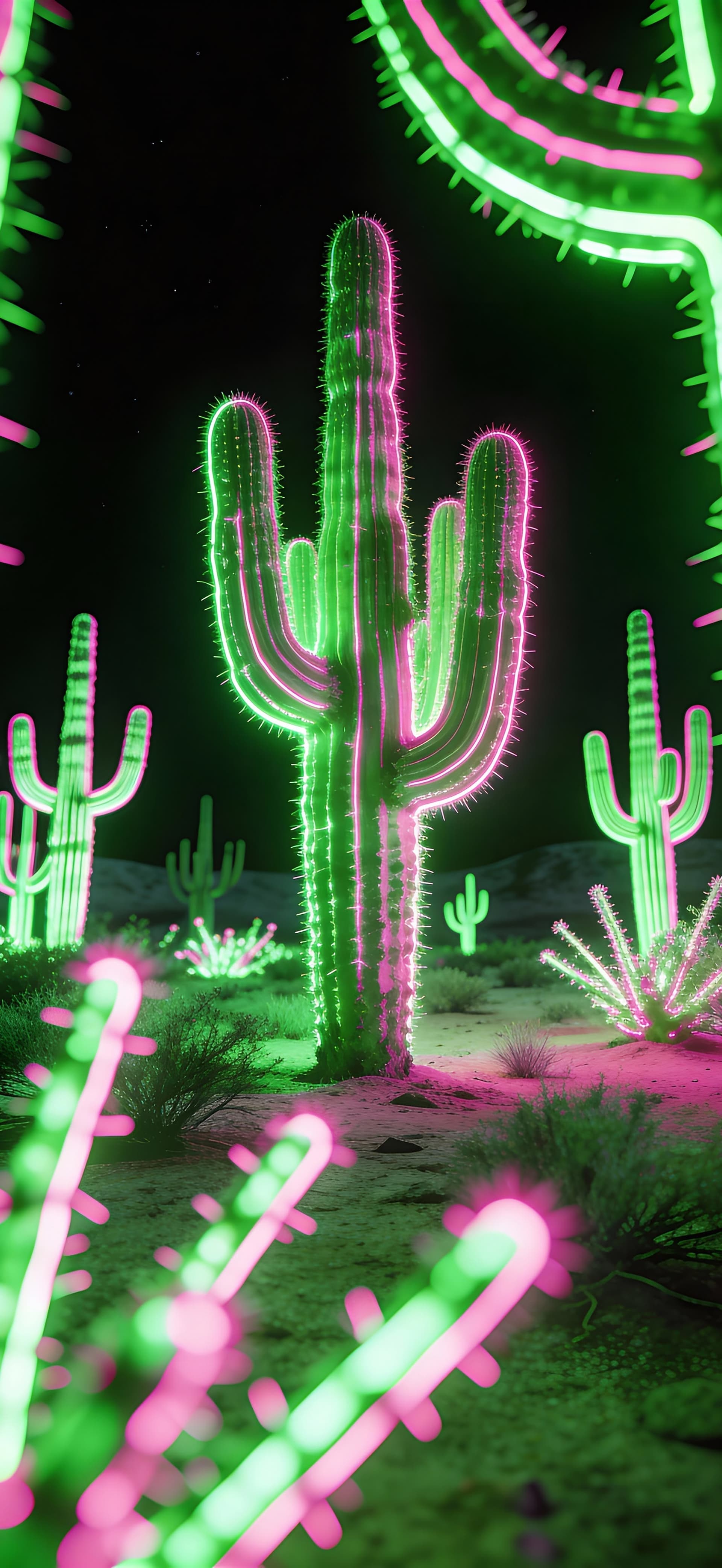 Neon Cactus - free phone wallpaper