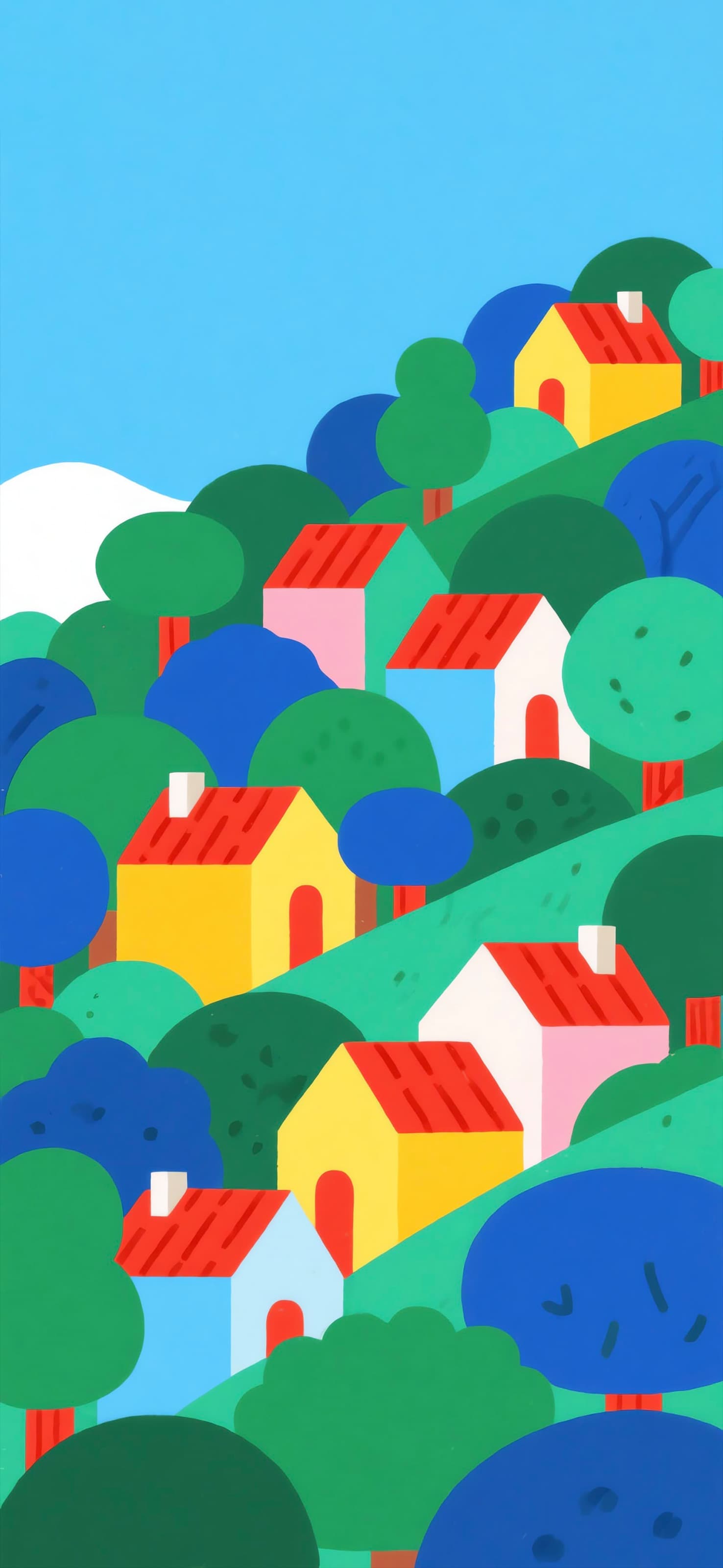 Colorful Hillside Village 3 - free phone wallpaper