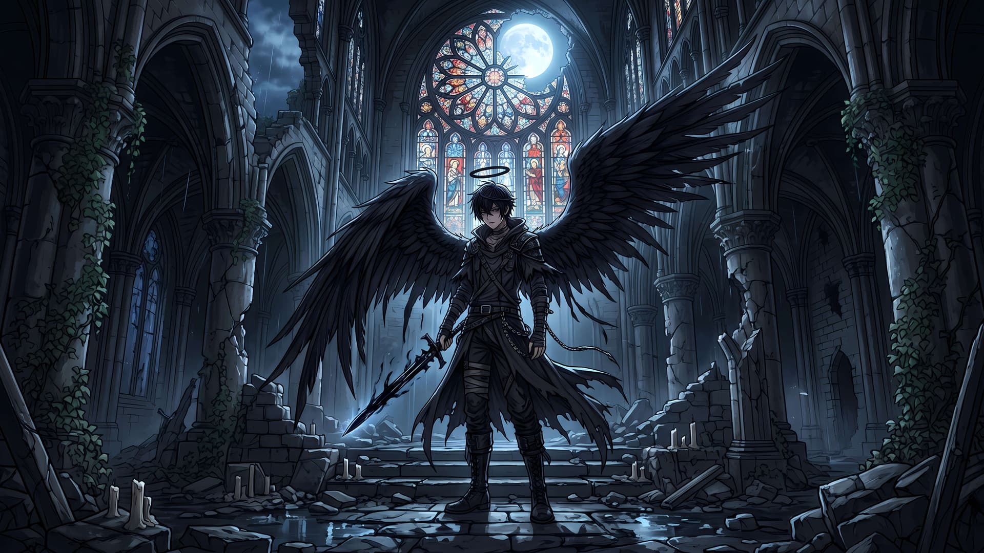 Ruined Cathedral Angel - Pro desktop wallpaper