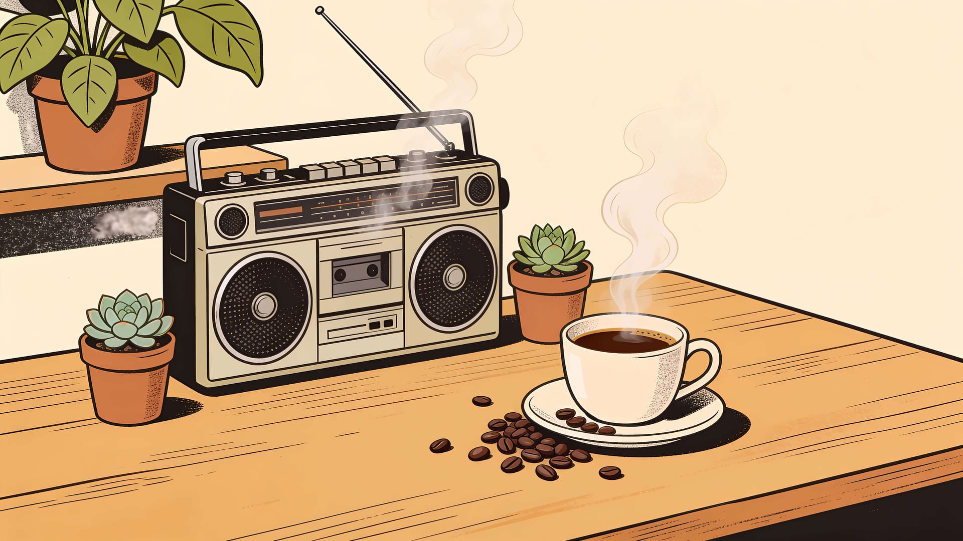 Lofi Morning Beats - free desktop wallpaper