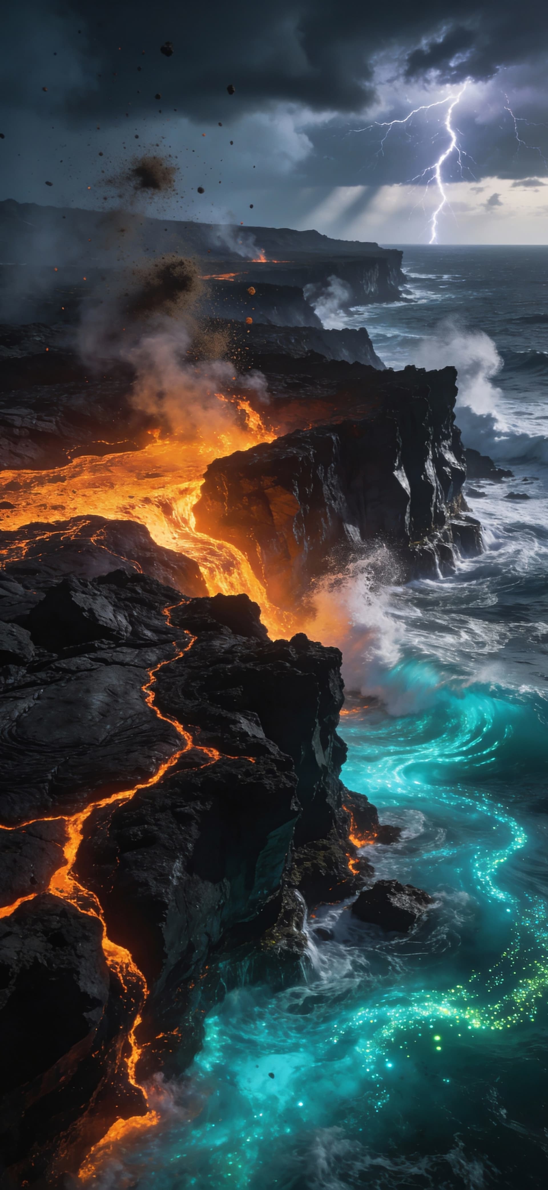 Volcanic Ocean Clash 2 - Pro phone wallpaper