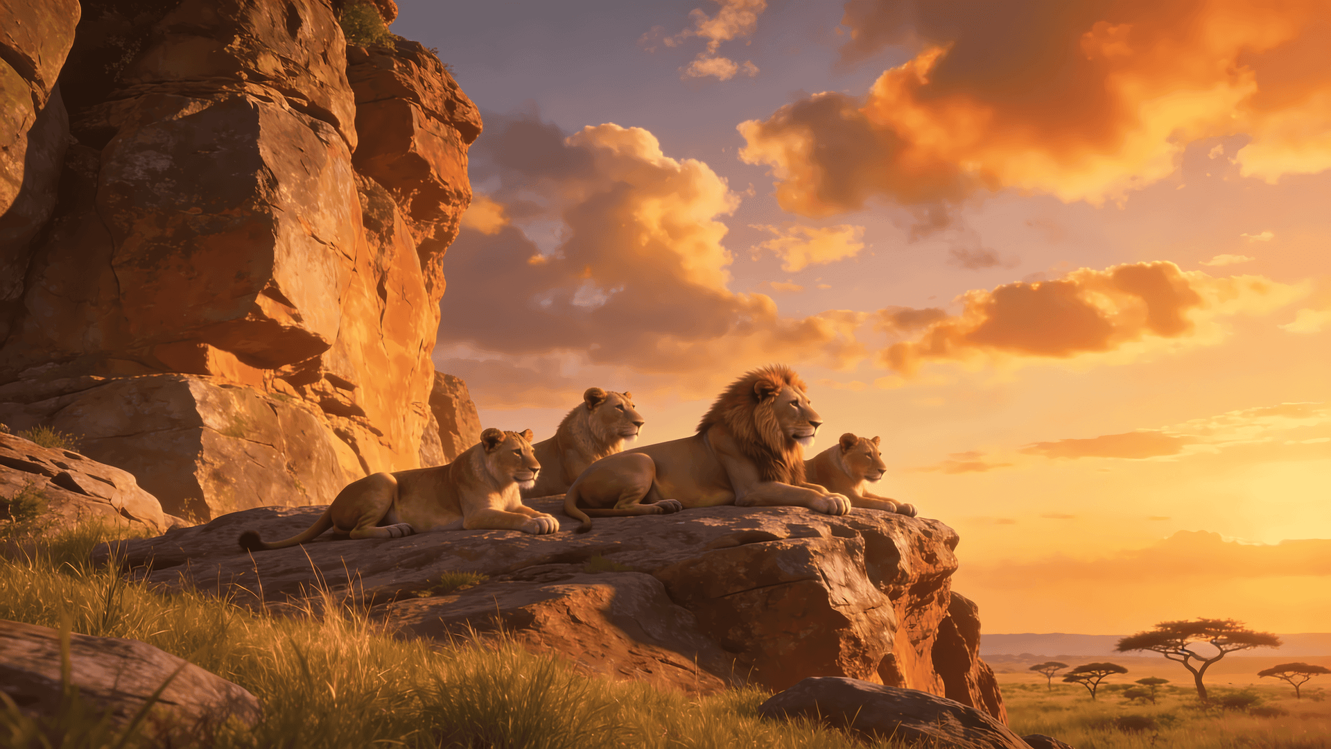 Lion King Sunset - free desktop wallpaper